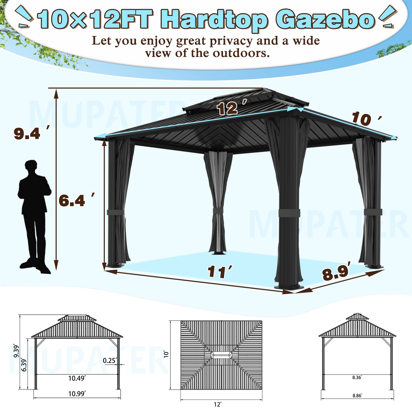 VEIKOUS PG0201-06-2 Wood-Resin-Gazebos - View #2