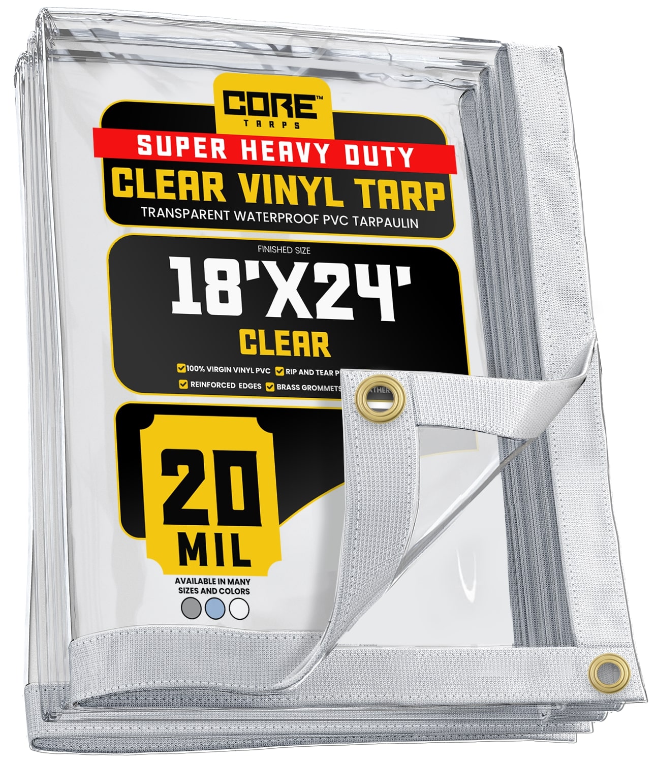 Core Tarps CT-101-18X24 18-ft x 24-ft White Commercial Vinyl 20-mil Tarp