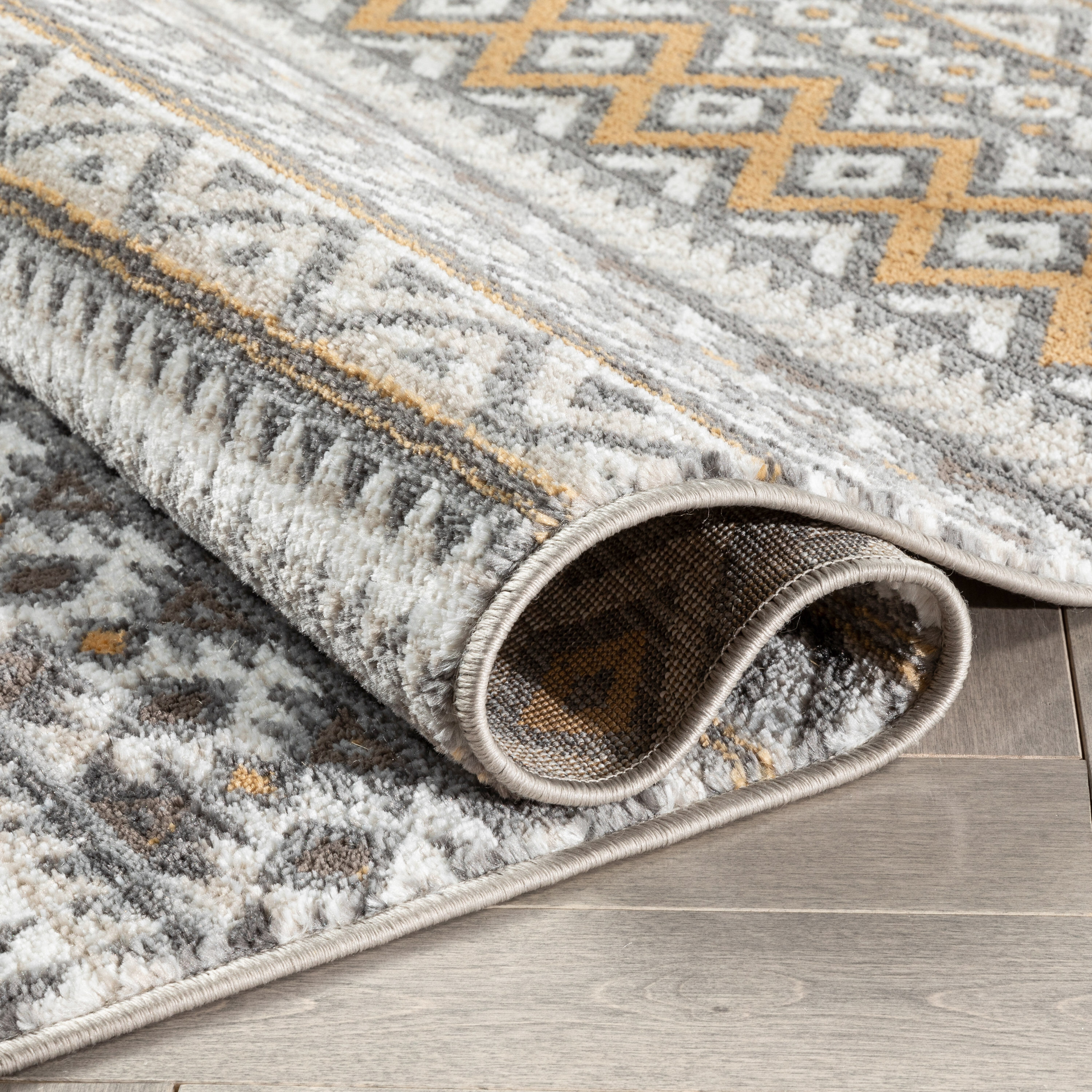 Verity Soft Gray Geometric Synthetic Area Rug, 3'11" x 5'3"
