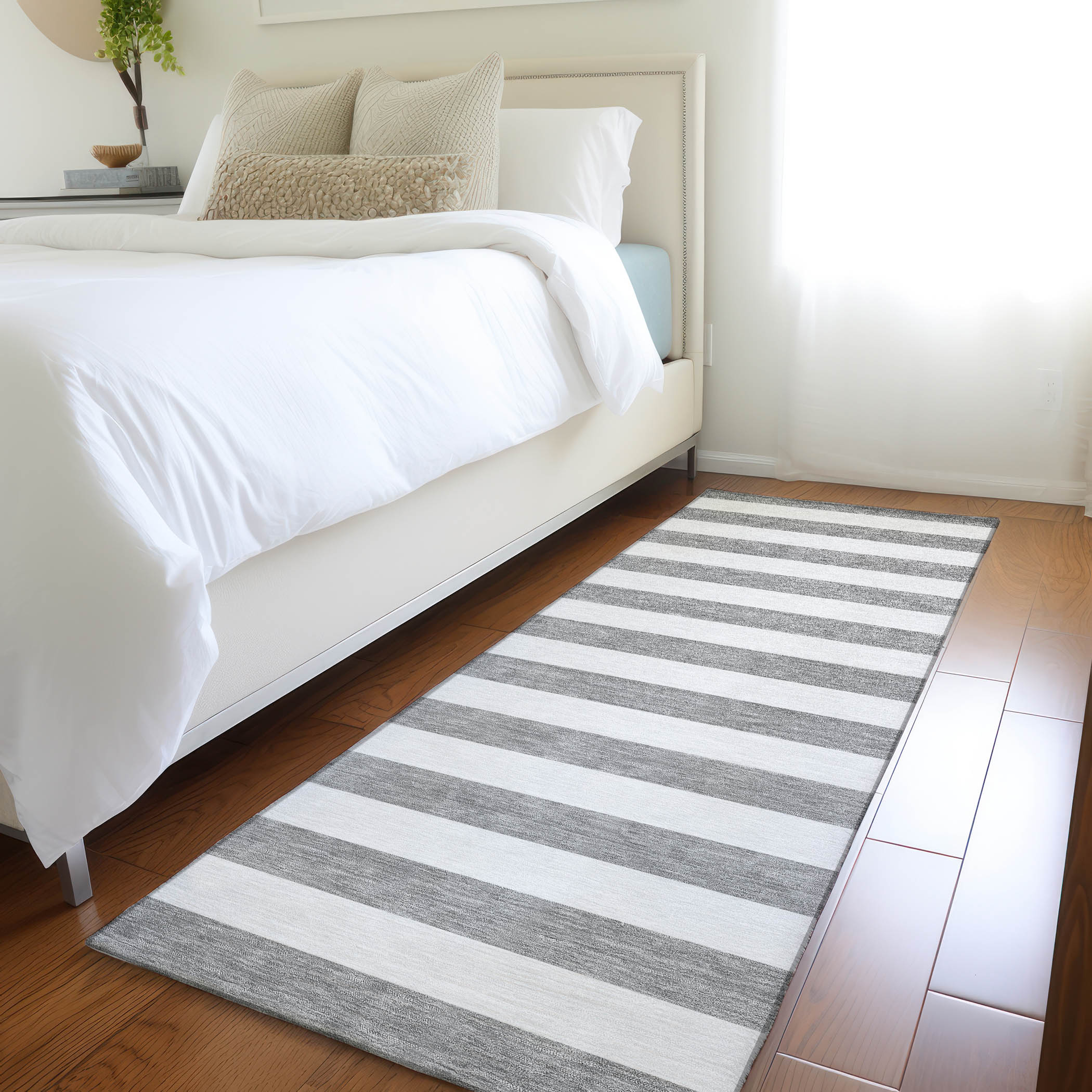 Addison Rugs ACN528GY2X8 Chantille ACN528GY 2 x 7 (ft) Polyester Gray Rectangular Indoor/Outdoor Stripe Machine washable Area rug