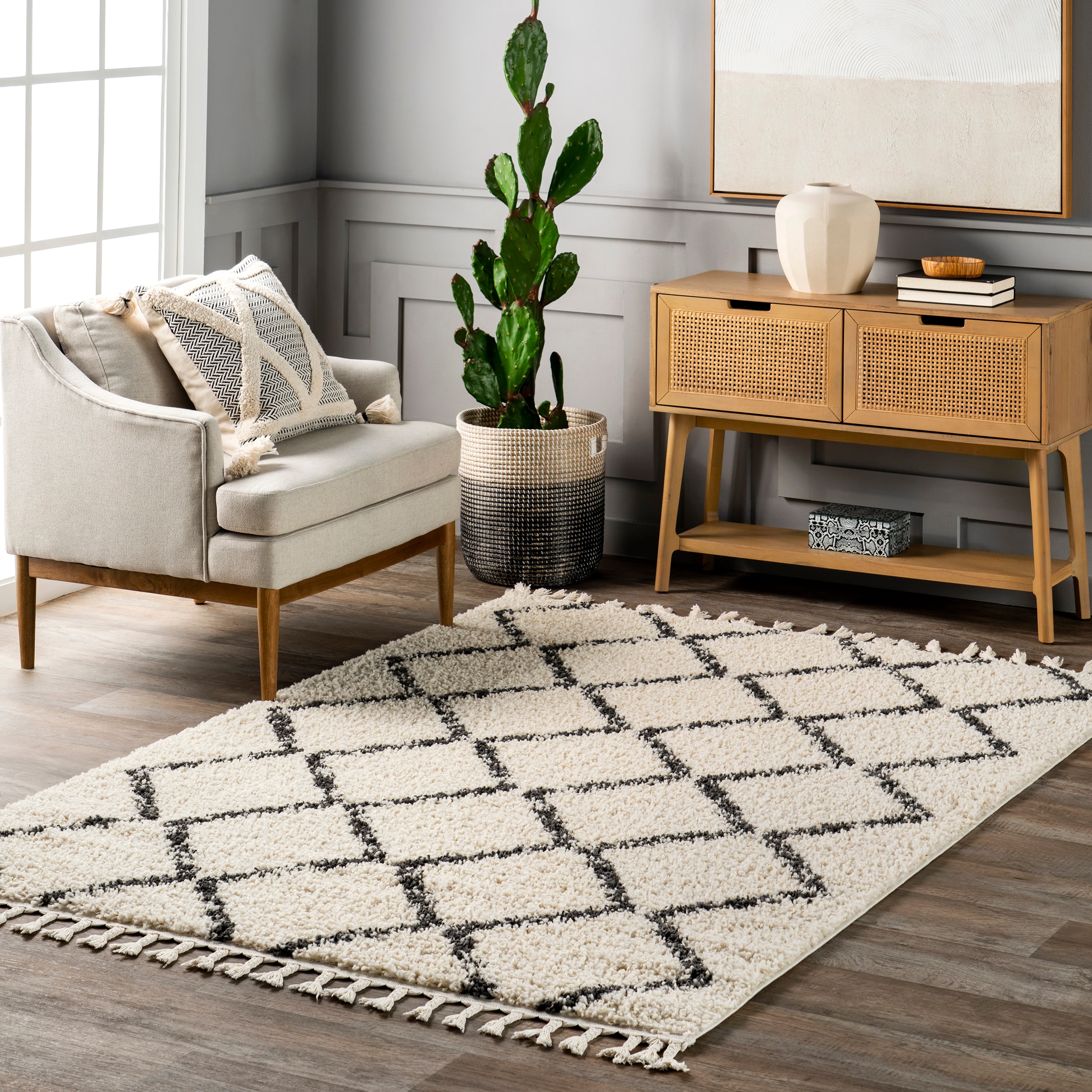 nuLOOM Michelle 6 x 6 Off White Square Indoor Trellis Area Rug in the ...