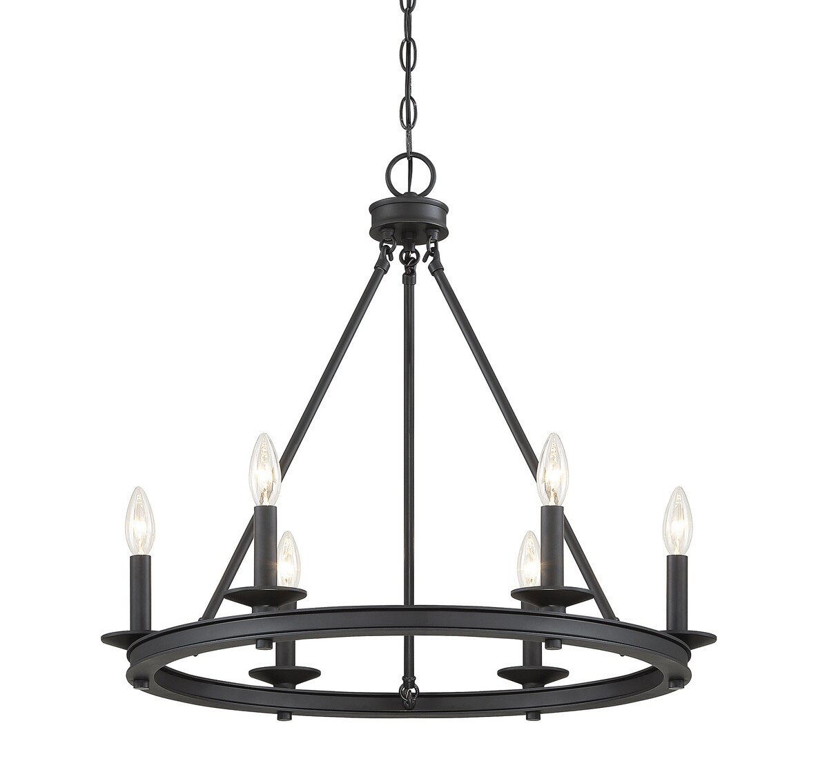Matte Black 6-Light Metal Candle Chandelier