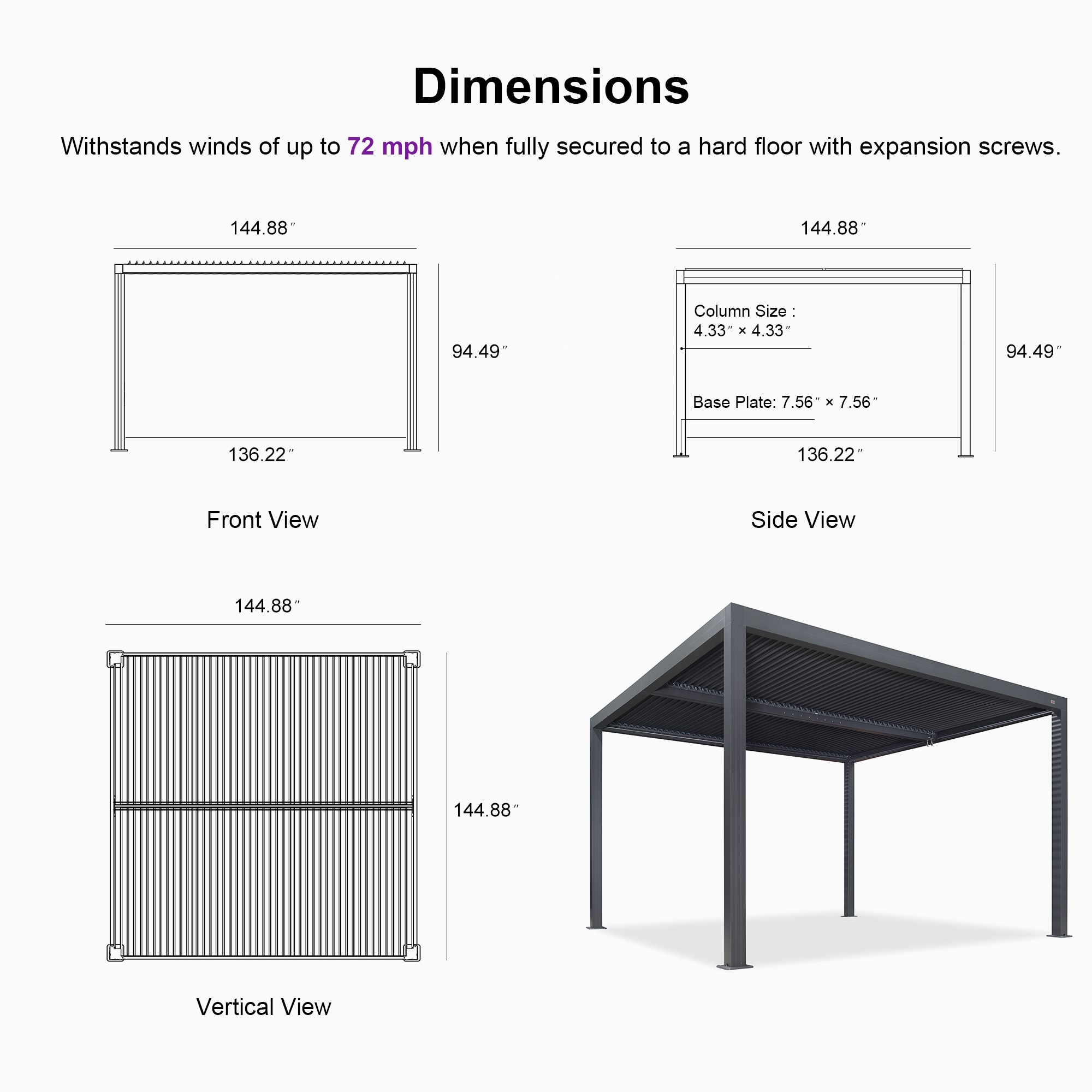 PURPLE LEAF LS04BYXF1212-GY-DP10 Pergolas-2 - View #15