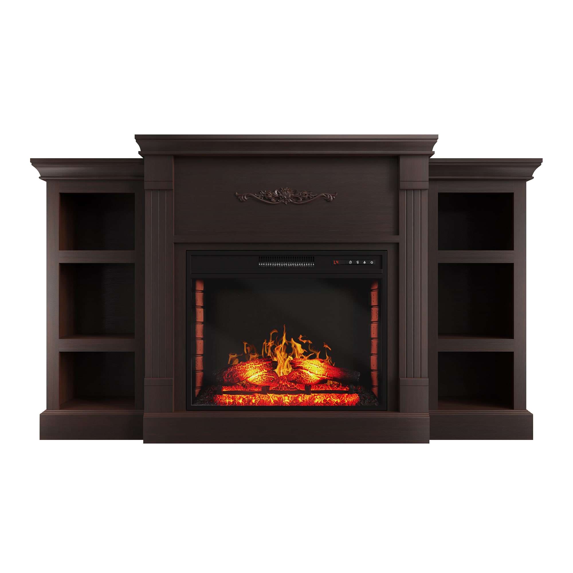 Clihome CL-SX1HA70BR 70.2-Inches W Brown TV Stand with Fan-forced Flat wall Electric Fireplace with Remote Control Included