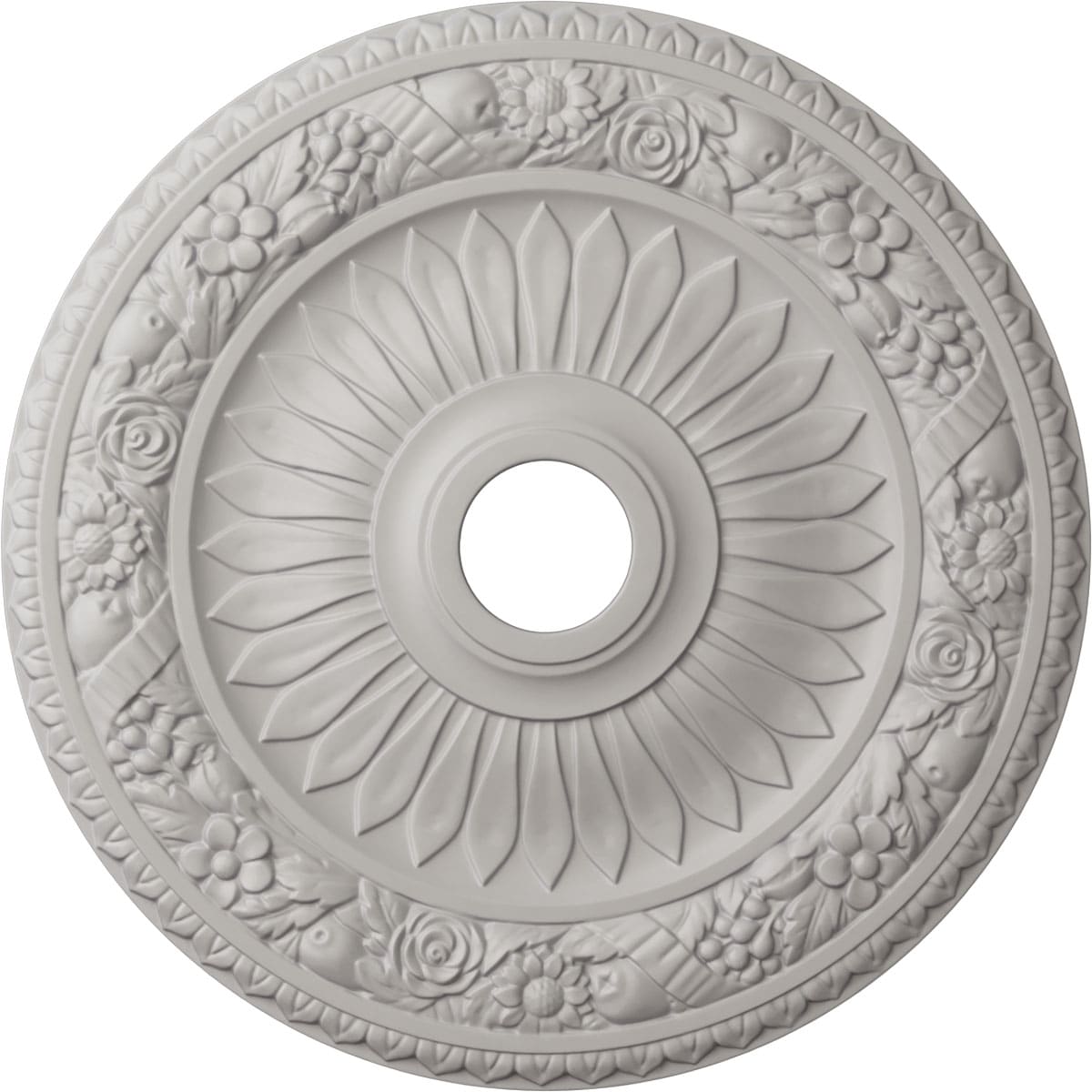 Ekena Millwork CM23BEUWF Bellona 23.625-in W x 23.625-in L Painted Ultra Pure White Polyurethane Whole Ceiling Medallion