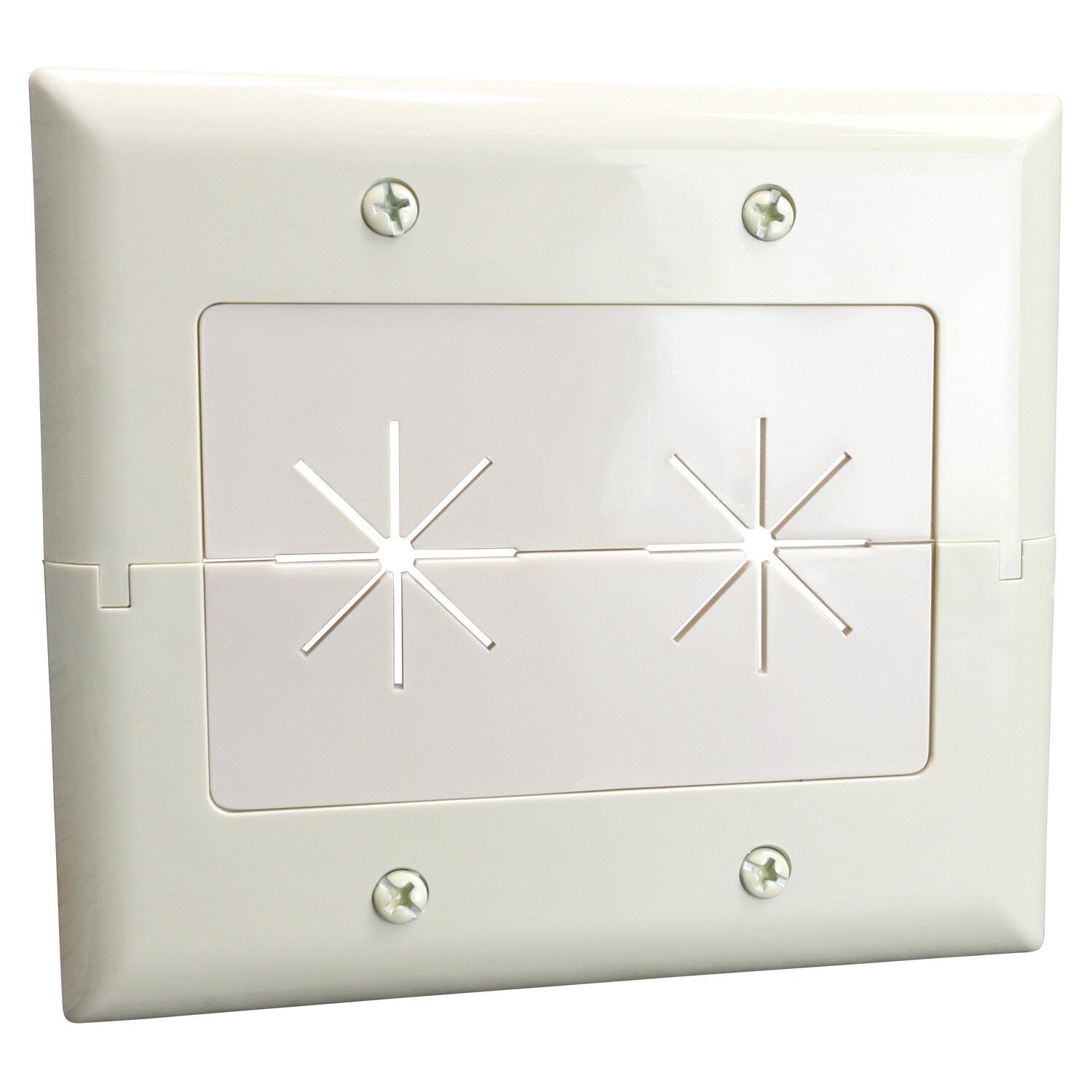 DataComm Electronics DCM450027LA 2-Gang Split Plate with Flexible Opening (Light Almond)