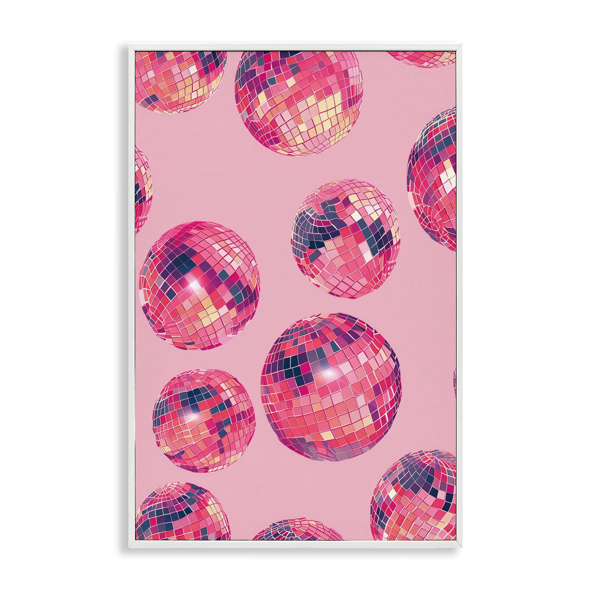 Stupell Industries BT-665-WFR-20X30 Vivid Pink Disco Pattern Framed Giclee design by LSR Design Studio