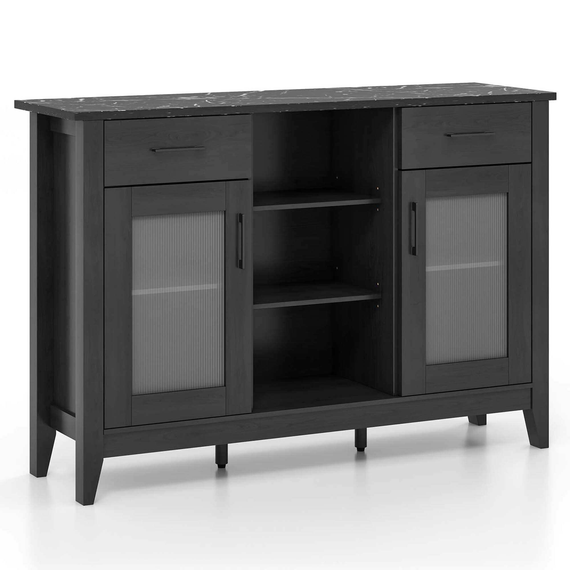 Costway HCST05393 12.5-in W 2-Door Black Accent Cabinet