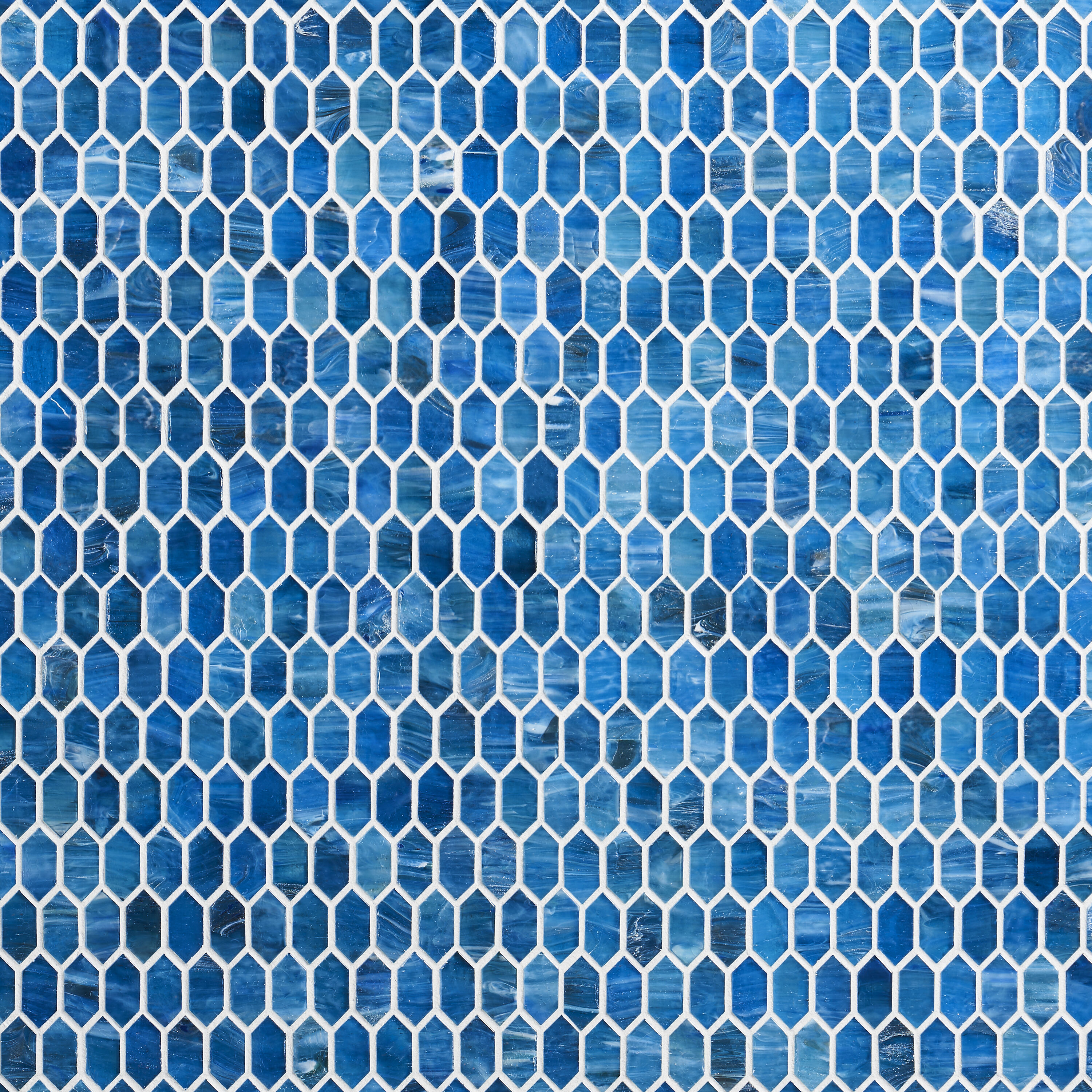 Artmore Tile EXT3RD108423 Flicker Iridescent Marine 11-in x 11-in Polished Glass Hexagon Mosaic Wall Tile (0.94-sq. ft/ Piece)