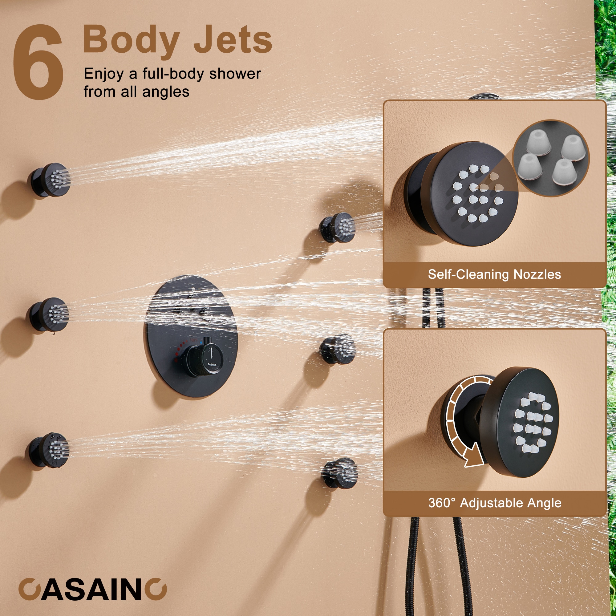 CASAINC CS6216-12MB Showerhead-Bar-Panels - View #8