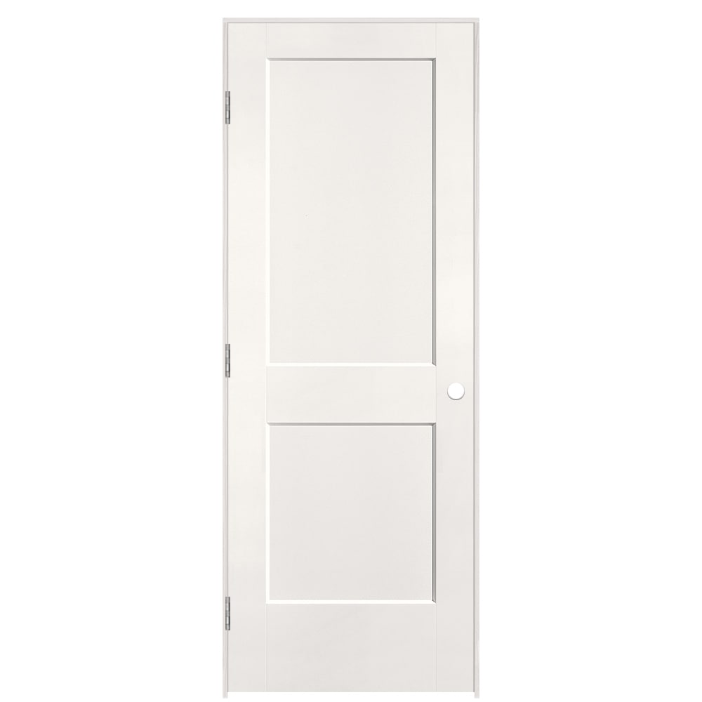 Masonite 895947 30-in x 80-in White Solid core 2-panel square Right hand Smooth Prefinished Molded composite Flat Jamb Single Prehung Interior Door