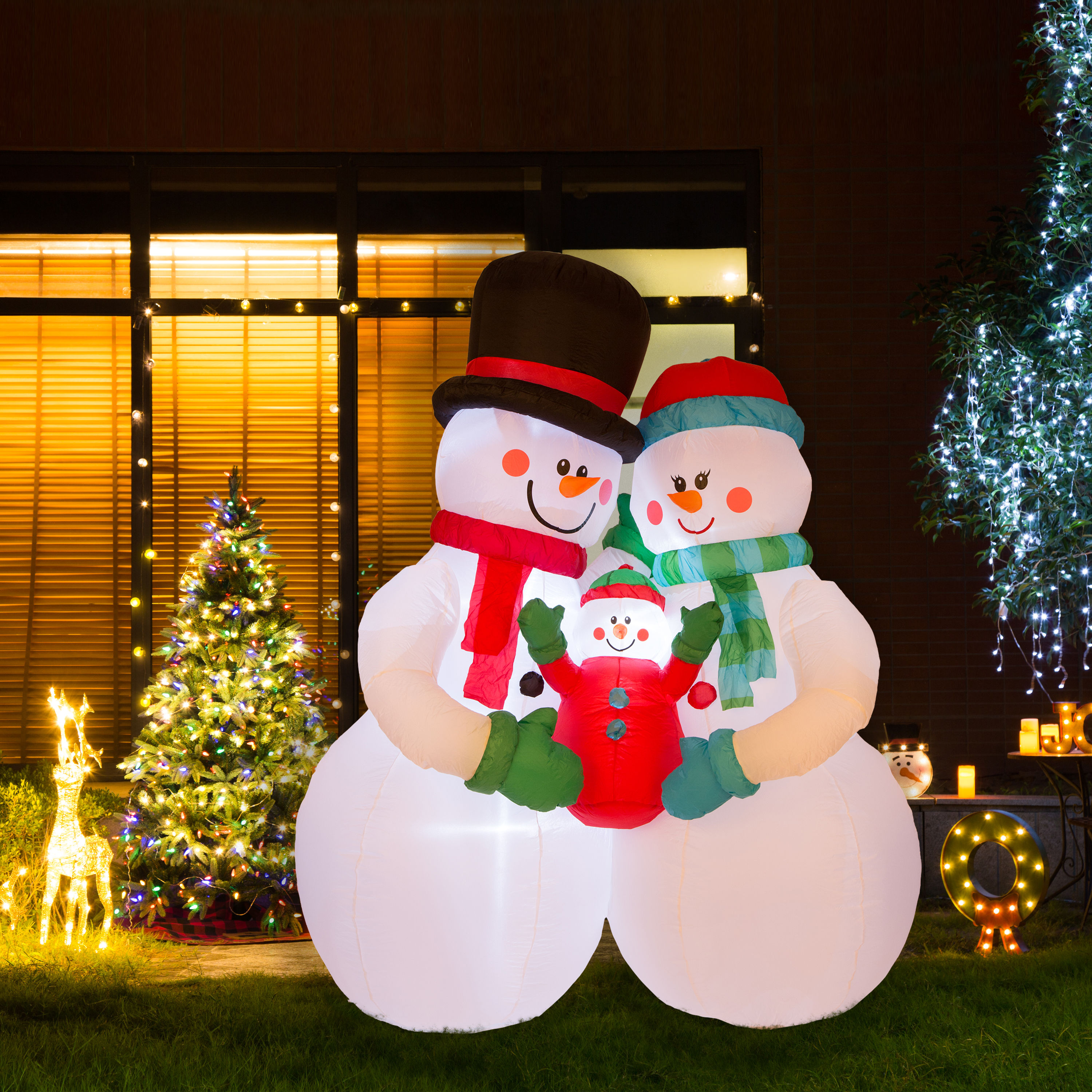 Glitzhome 7.87-ft Lighted Snowman Christmas Inflatable In The Christmas ...