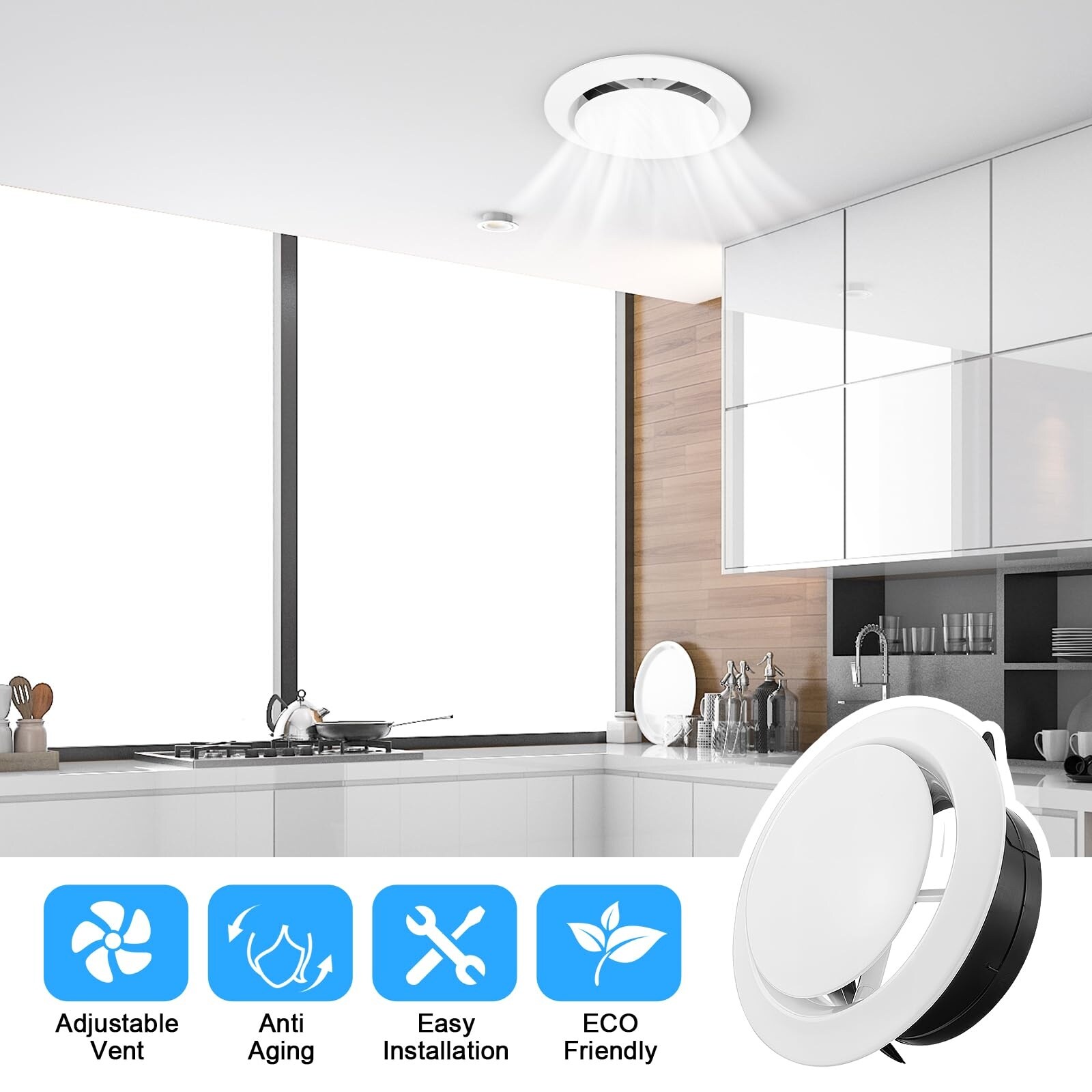 Aoibox 6 in Round Adjustable Soffit Vent Cover with Detachable Panel ...