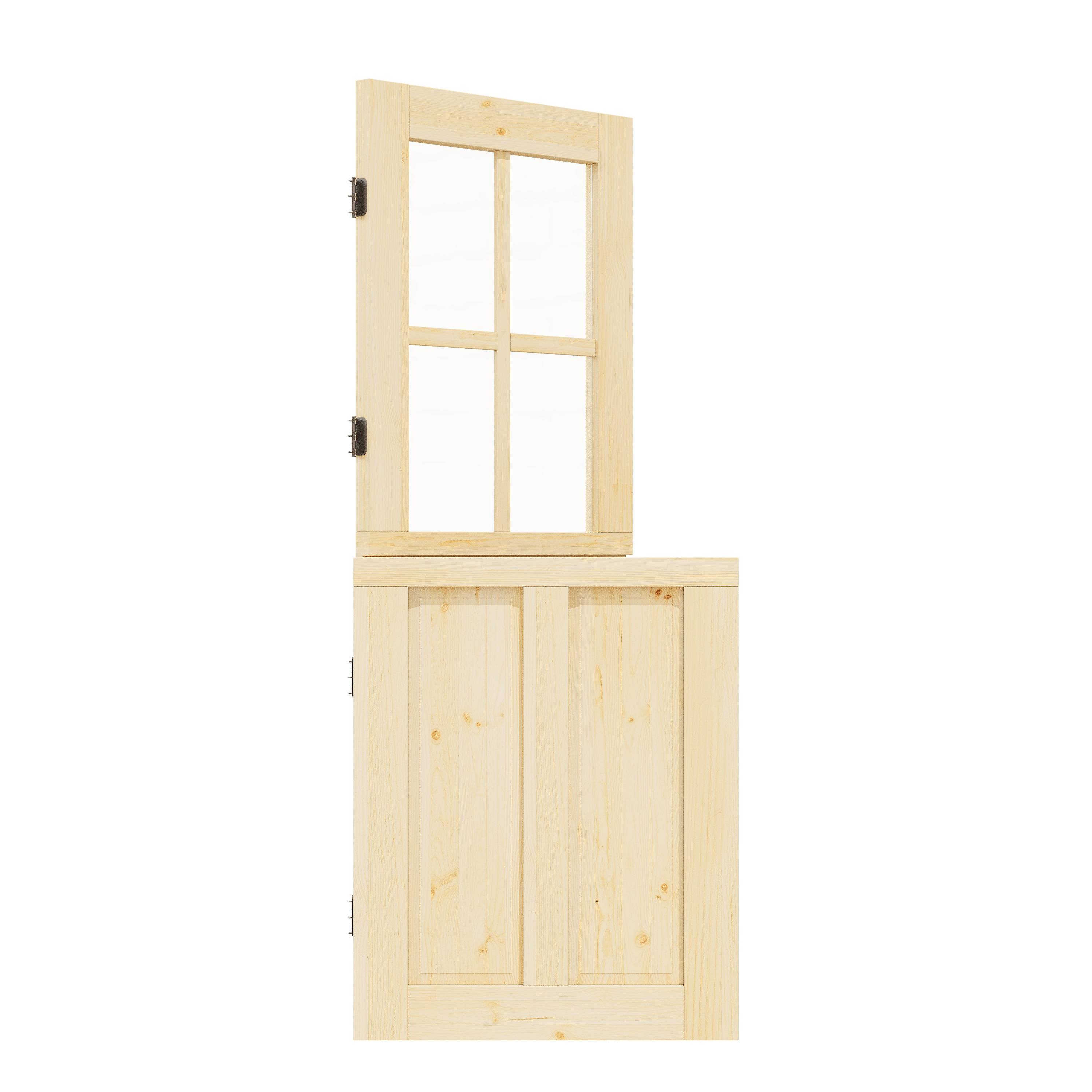 JUJUBON EX-DUDD4G-2XB-32 Front door 32-in x 80-in x Wood Half lite Universal reversible pine Unfinished Slab Dutch Front Door Solid core