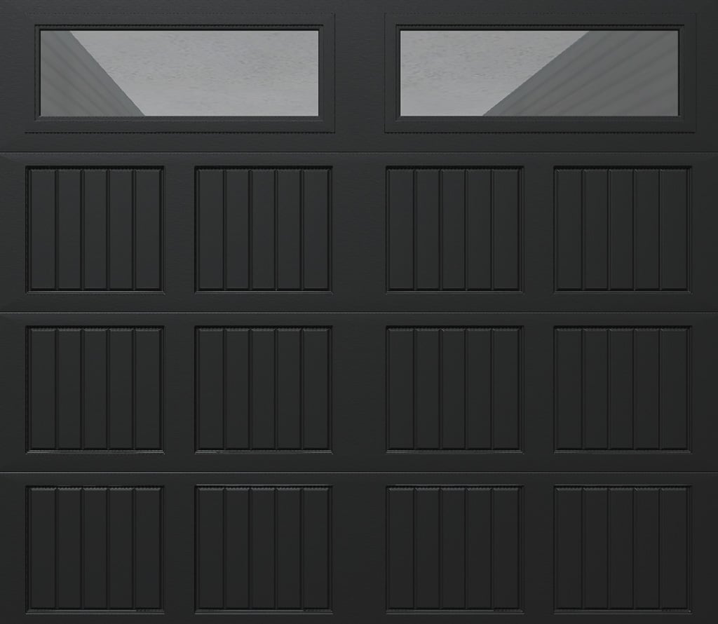 Wayne Dalton 8500SNMABLCLRIII87 Classic Steel Model 8500 8-ft x 7-ft Insulated Black Single Garage Door with Windows