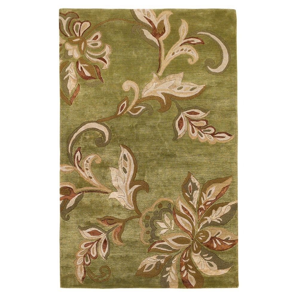 KAS Rugs Florentine 5 x 8 Wool Green Floral Area Rug at Lowes.com