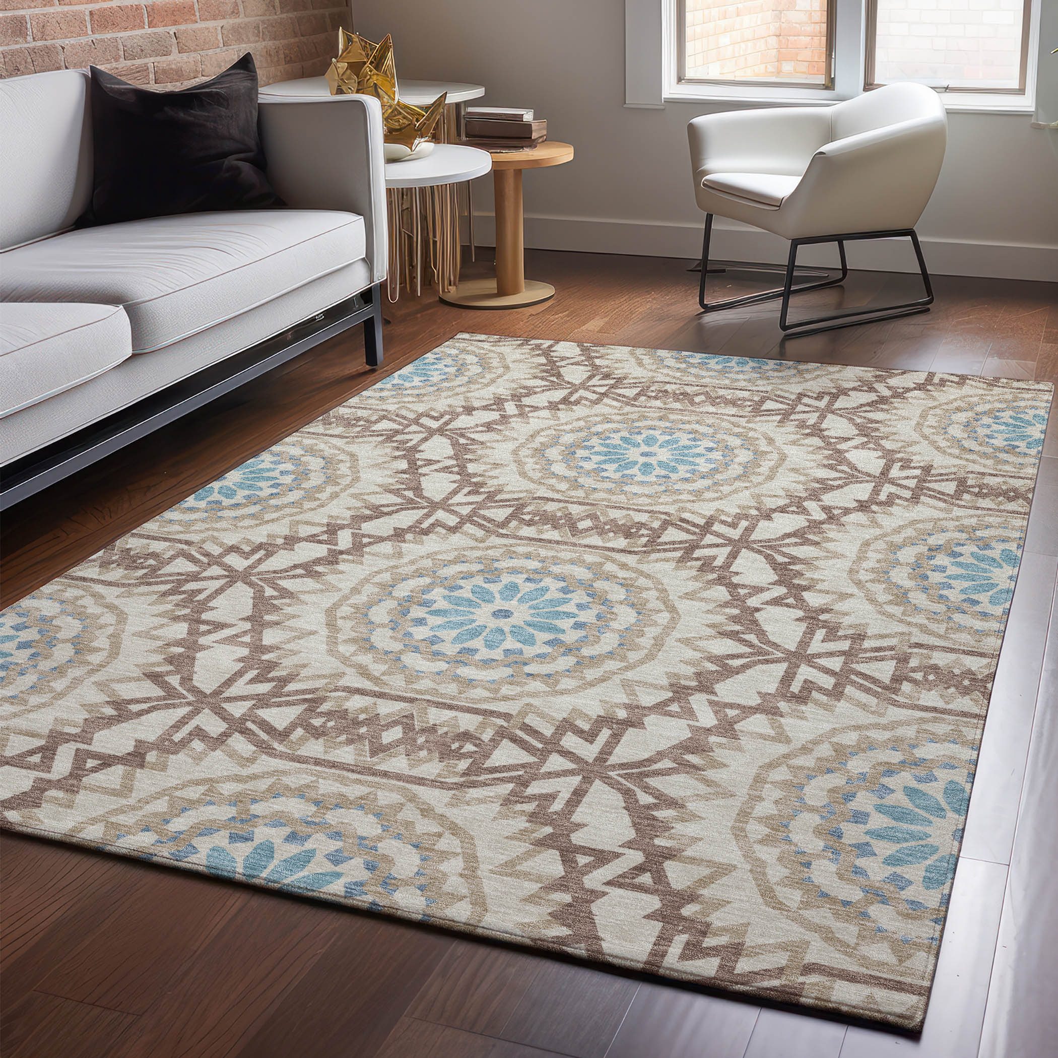 Addison Rugs AMF619KH30X46 Mayfield AMF619KH 2 x 3 (ft) Loomed Polyester Khaki Rectangular Indoor Geometric Machine washable Area rug