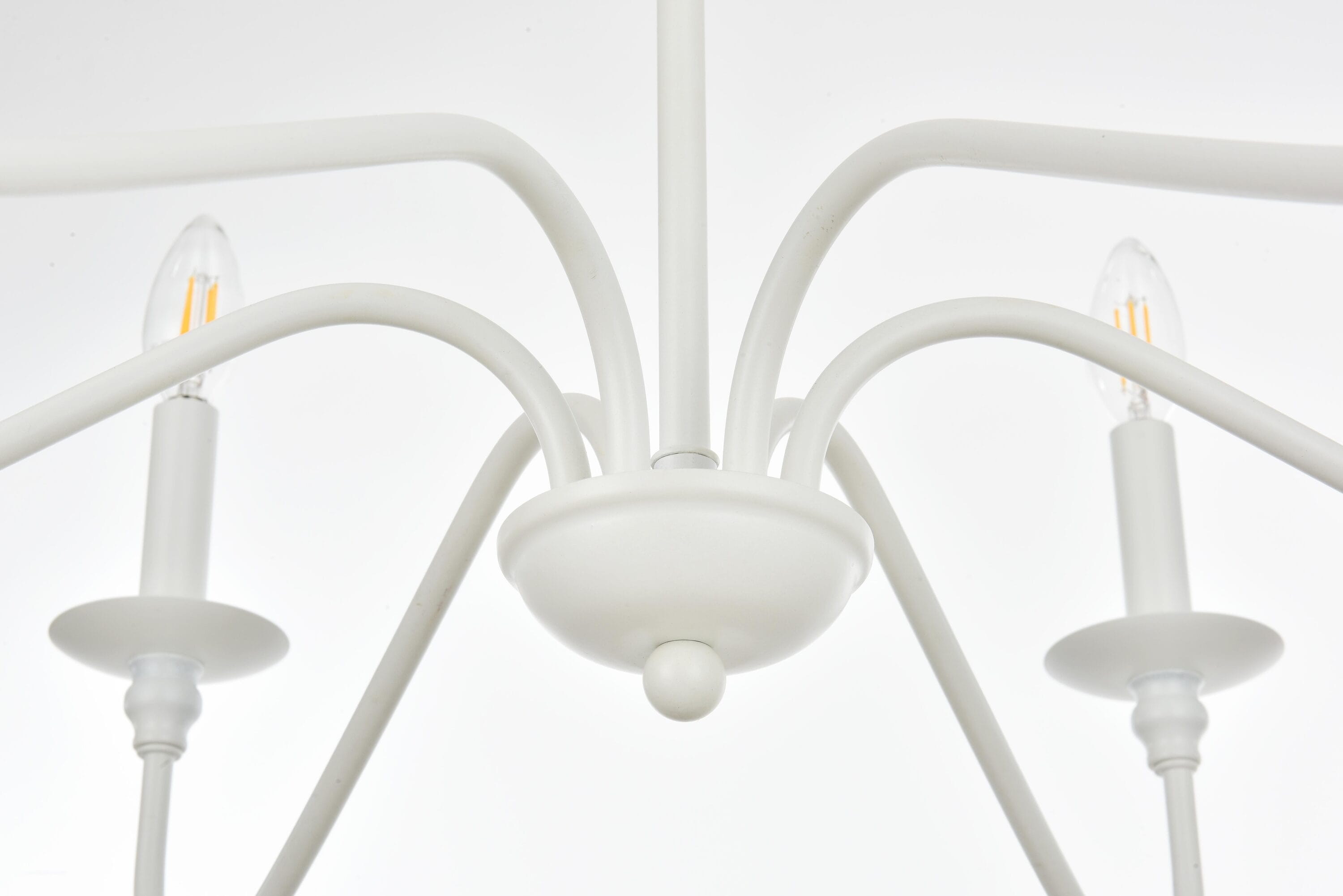 White Iron 6-Light Candle Chandelier with Adjustable Chain