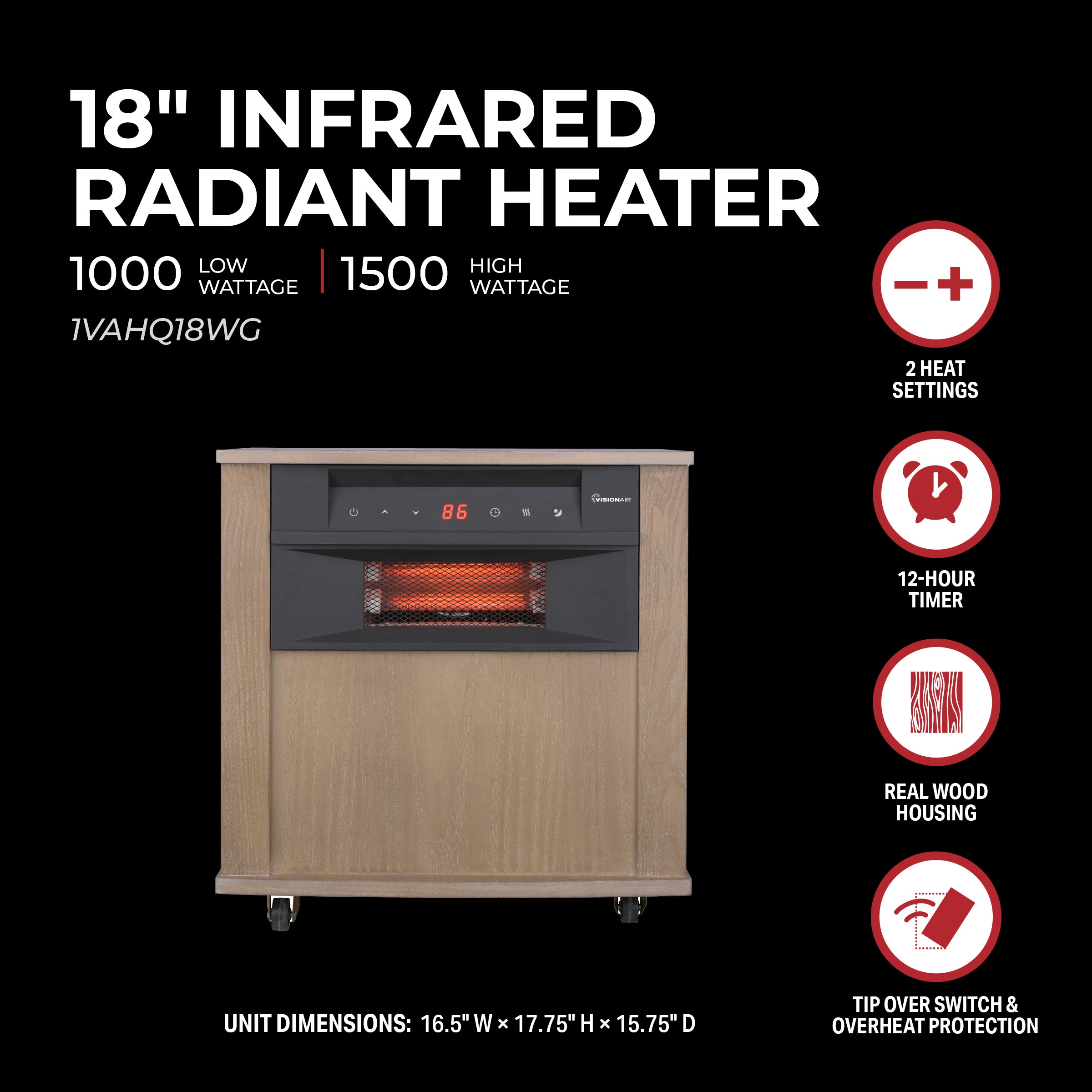 VisionAir 1VAHQ18WG Portable-Electric-Heat - View #3