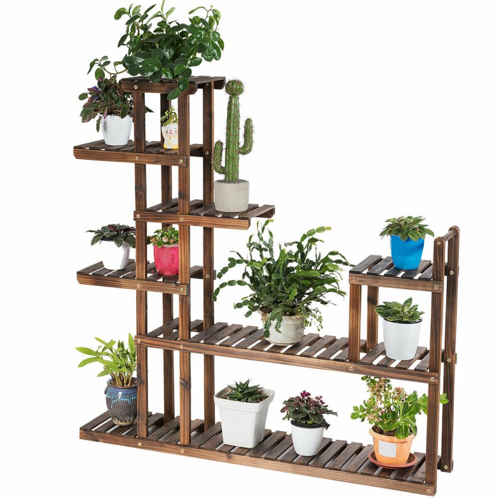 Costway 47.5-in H X 10-in W Brown Indoor Outdoor Corner Wood Plant 