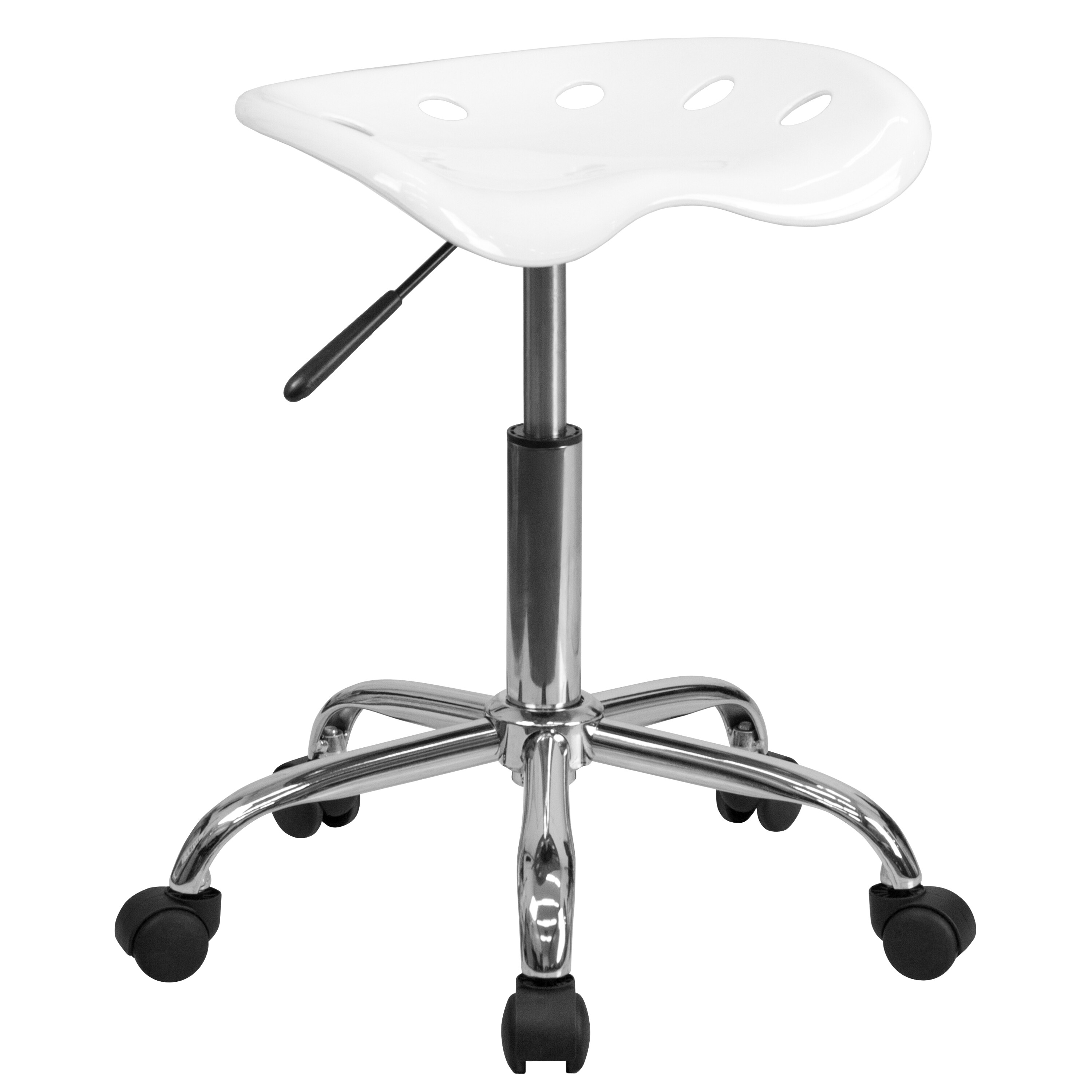 white plastic swivel desk chair