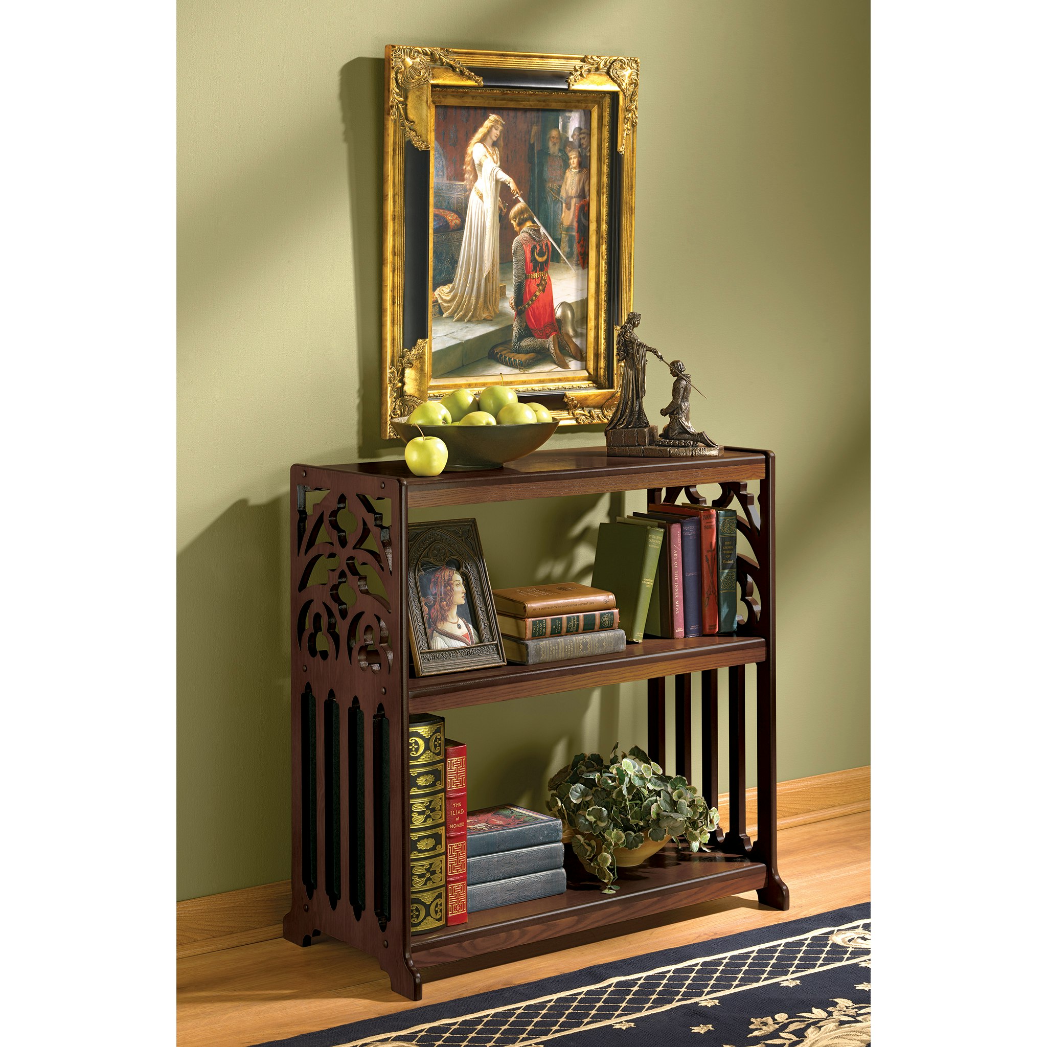 Design Toscano Rich Walnut Wood 2-Shelf Bookcase (12-in W x 30.5-in H x ...