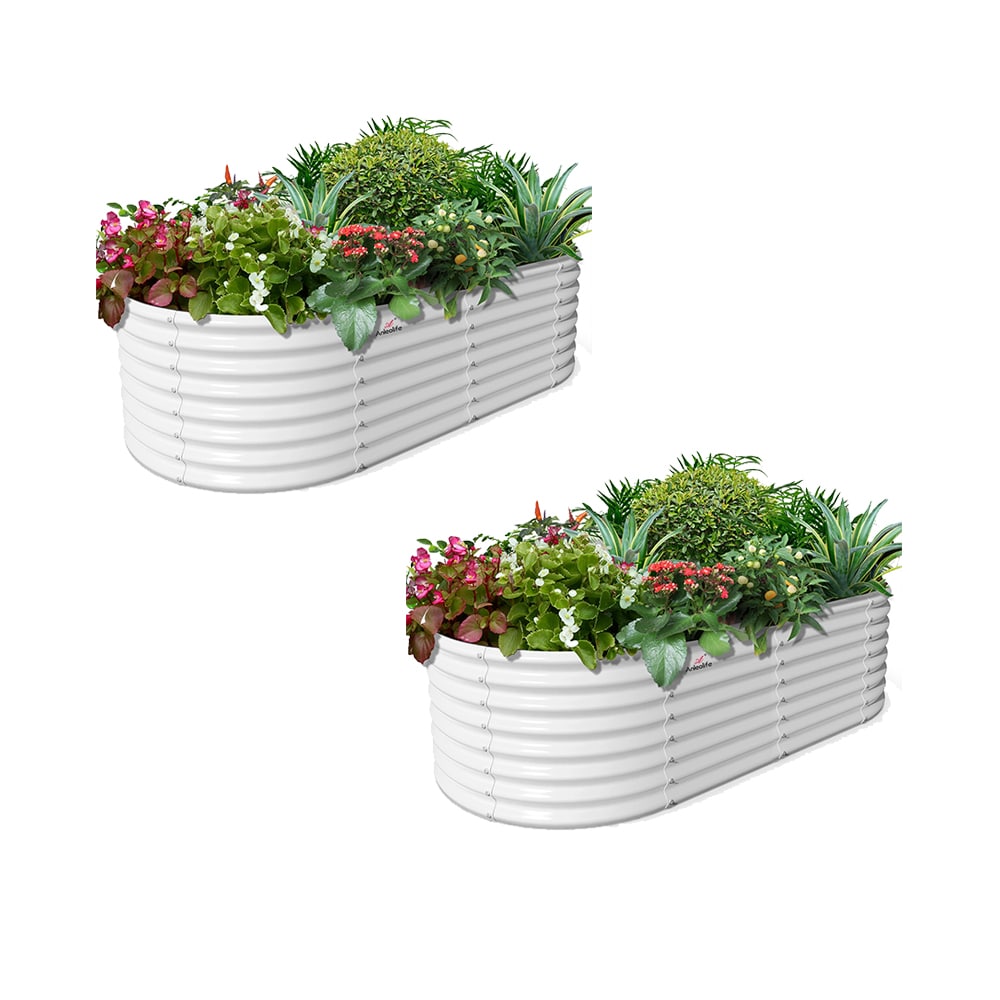 Runesay GARBED-06 48-in W x 96-in L x 24-in H White Galvanized Metal Raised Garden Bed