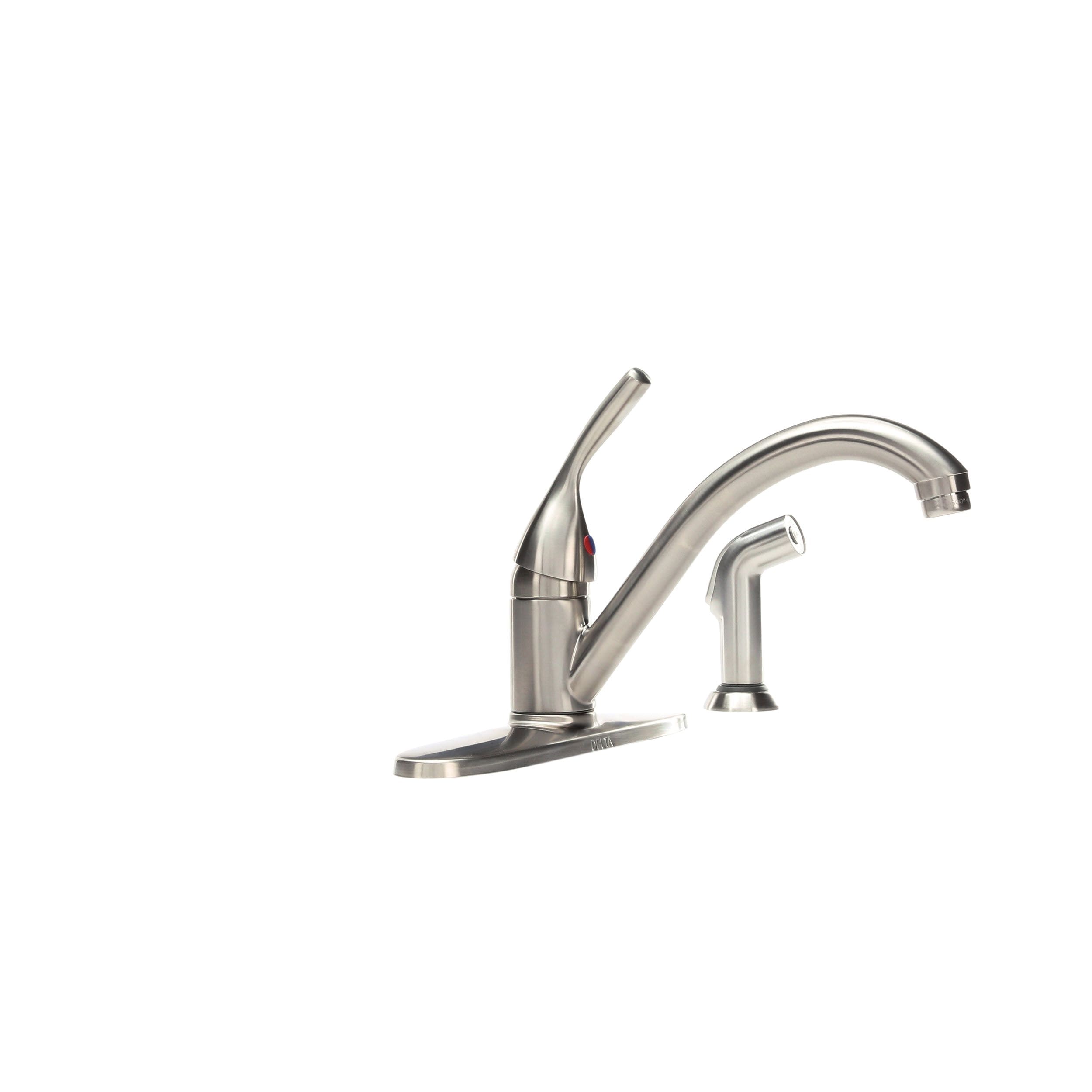 Stainless Delta 400-SS-DST-A Classic Single Handle Kitchen Faucet with Spray 