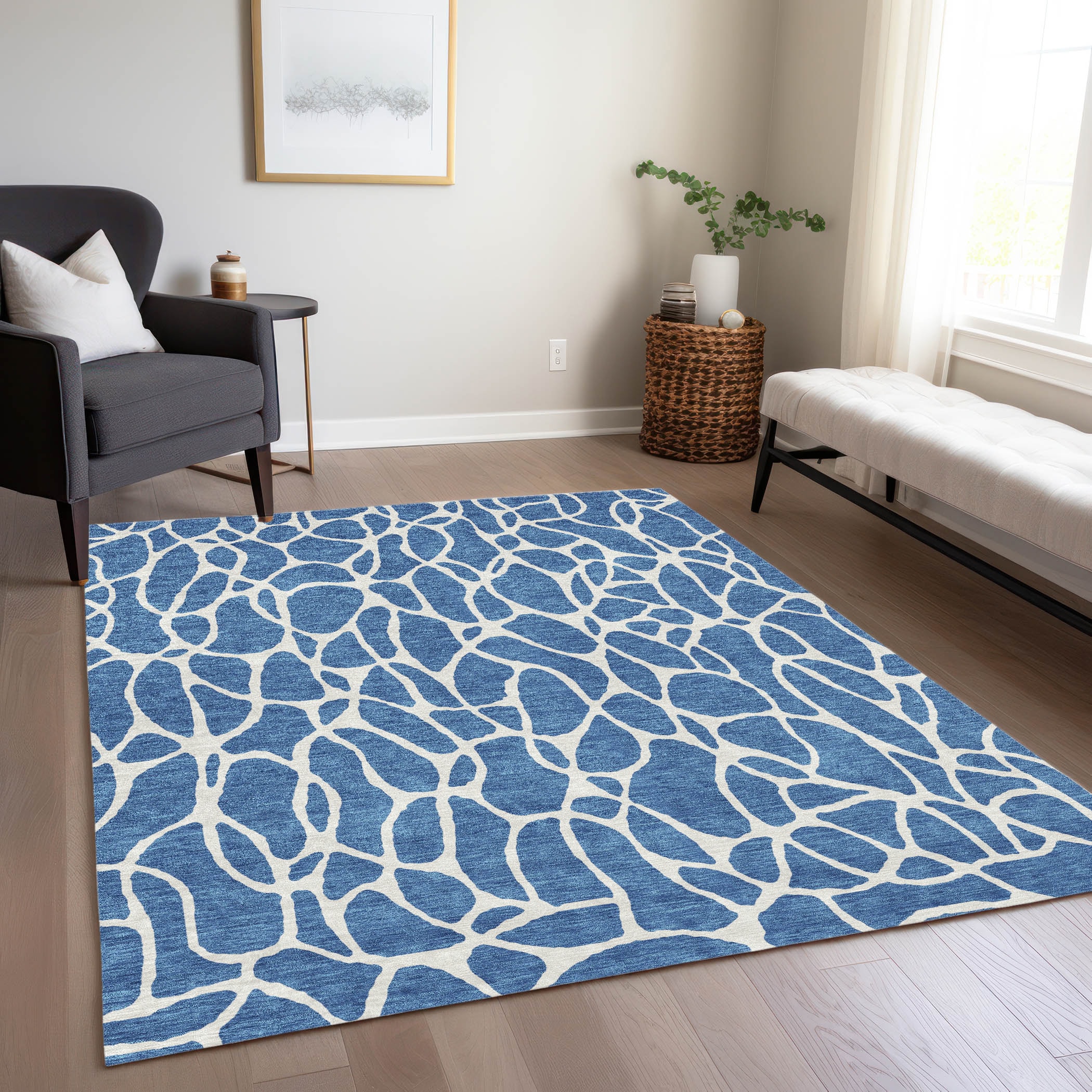 Addison Rugs ACN1024BU30X46 Chantille ACN1024BU 2 x 3 (ft) Polyester Blue Rectangular Indoor/Outdoor Geometric Machine washable Area rug