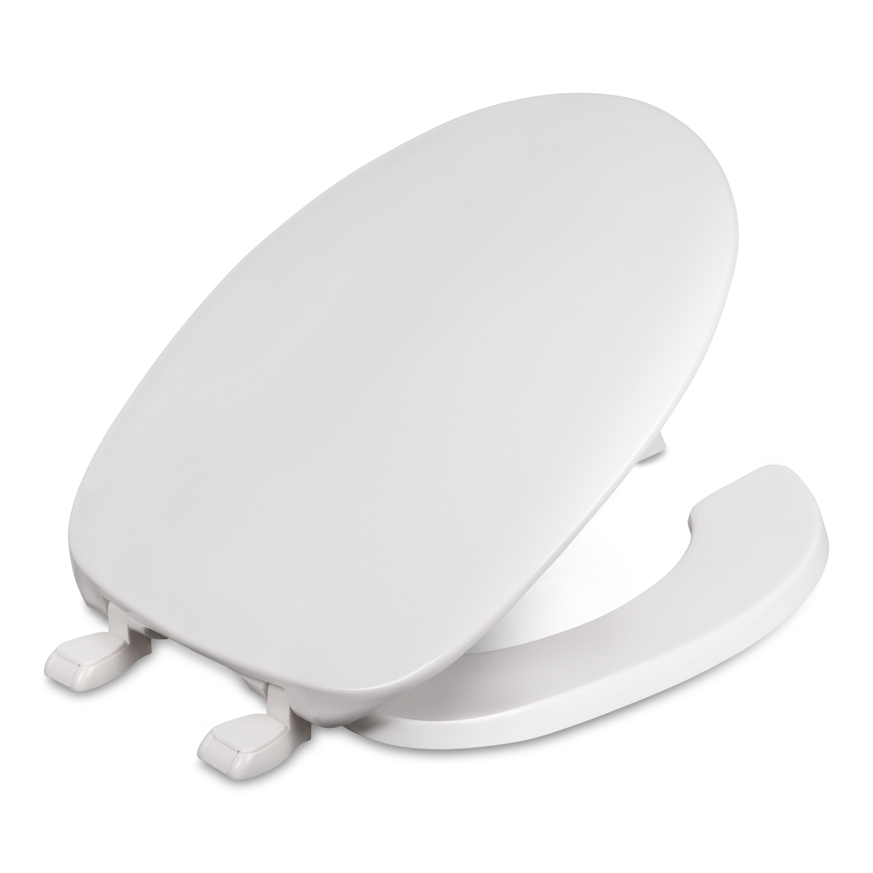 White Round Plastic Open Front Toilet Seat with Cover