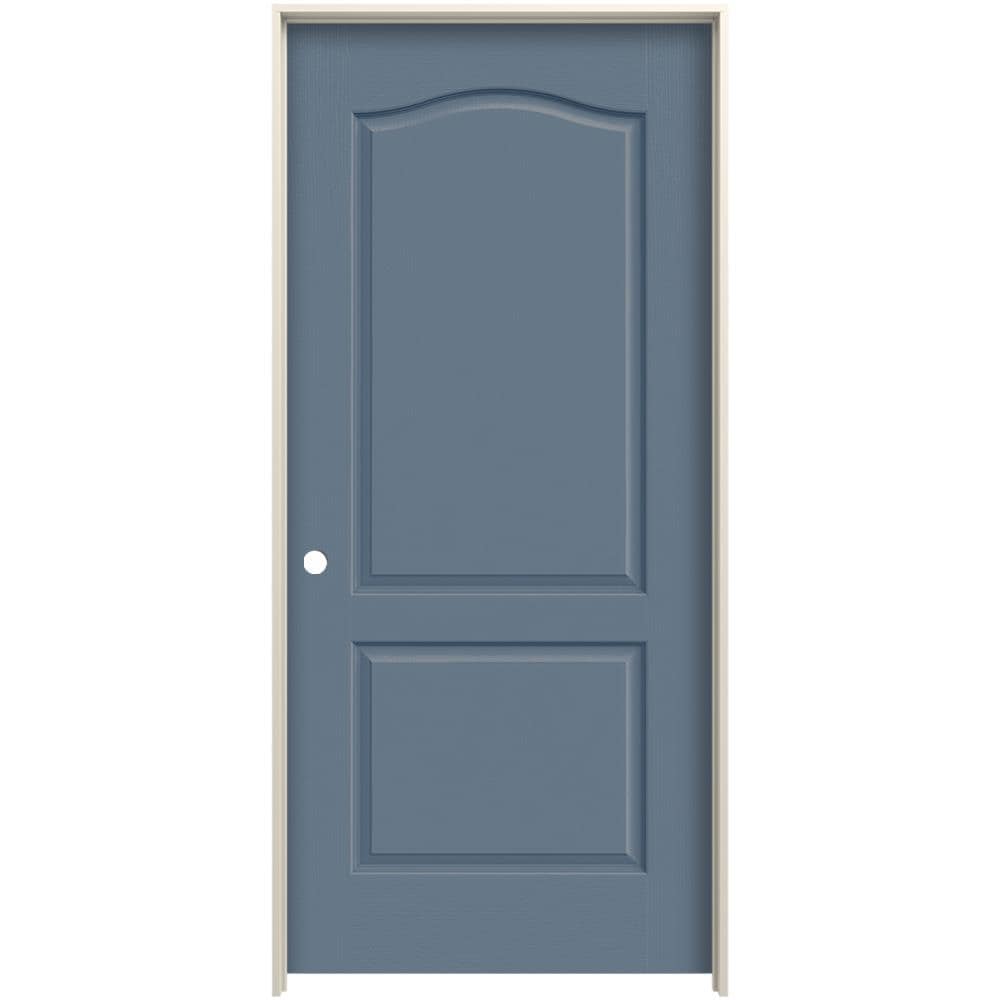 JELD-WEN 30-in x 80-in Colony Hollow Core 2-panel Arch Top Right Hand Textured Prefinished Molded Composite Flat Jamb Single Prehung Interior Door -  LOWOLJW225900025