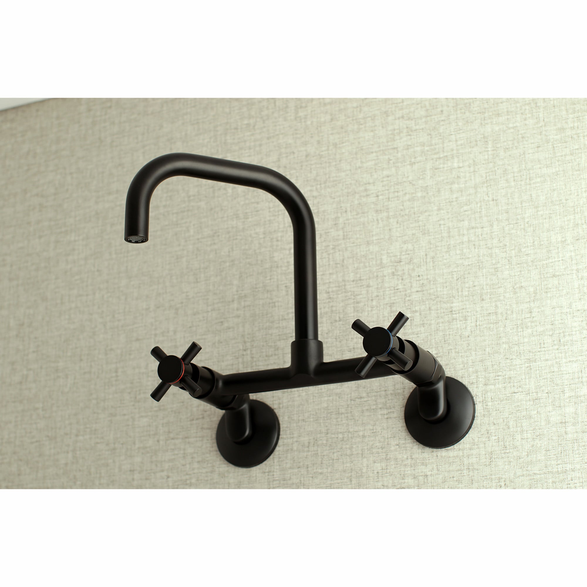 Kingston Brass WLKS413MB Concord Matte black Double Handle Wall-mount Kitchen Faucet