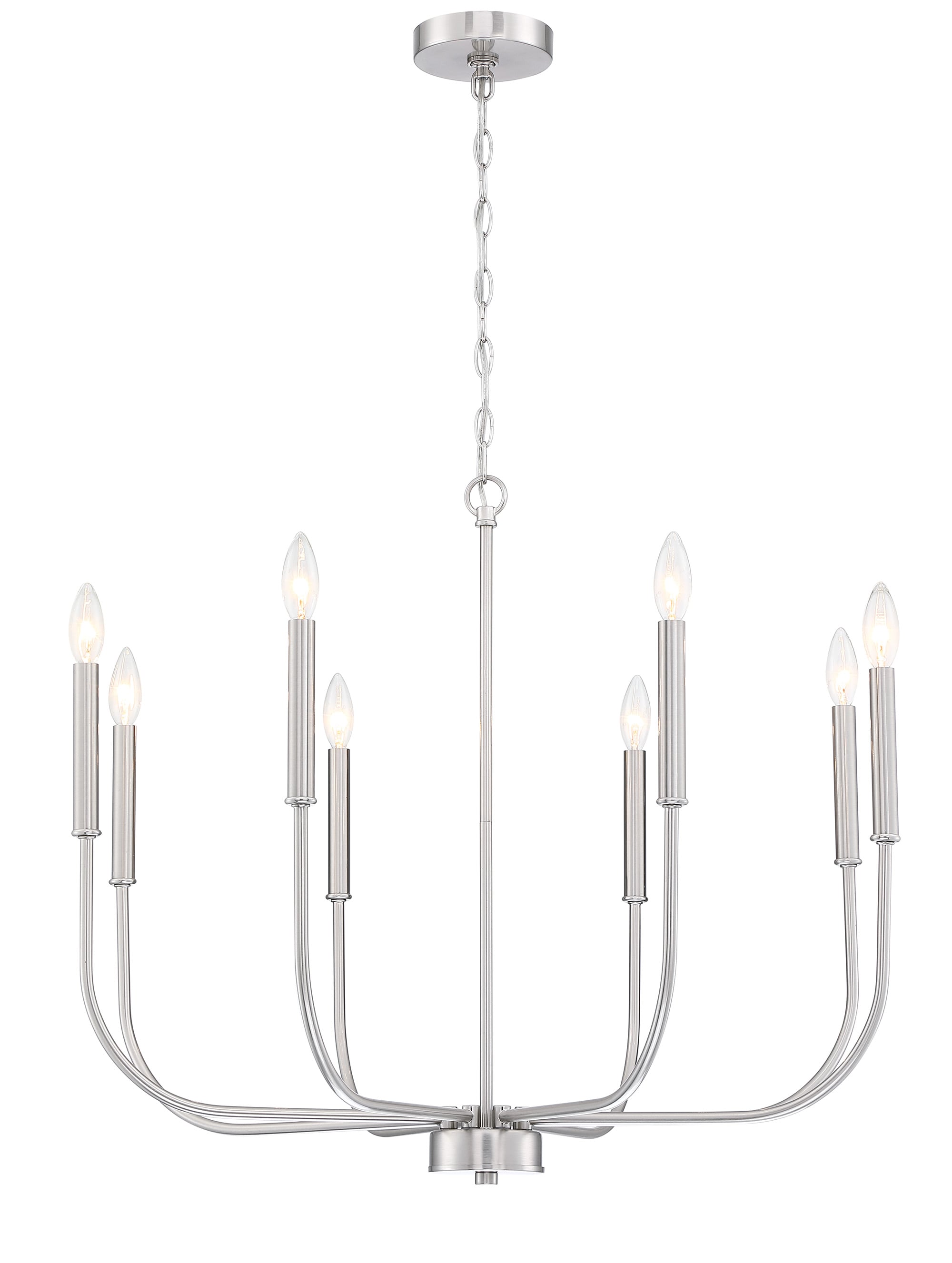 Allen + Roth Hannah 8-light Brushed Nickel Farmhouse Bare Bulb 