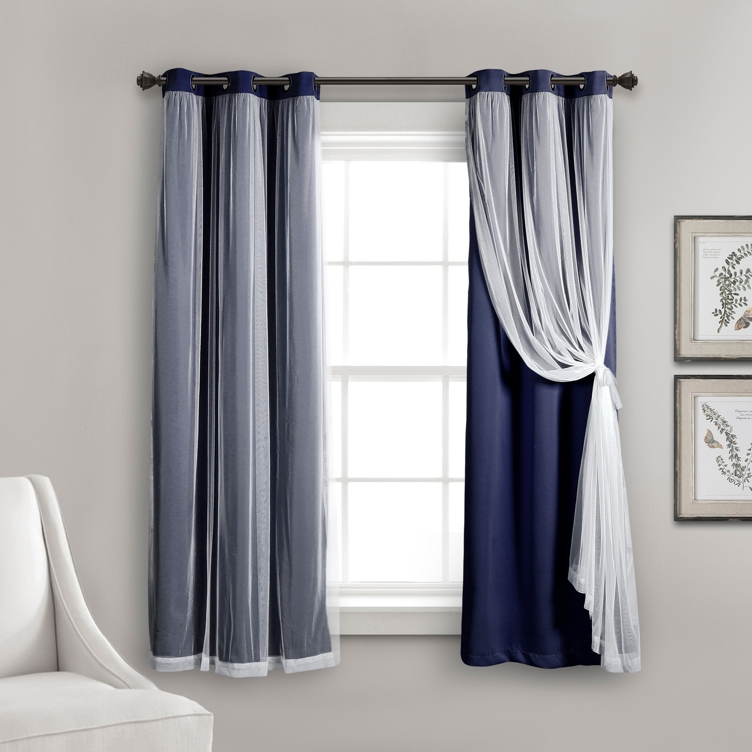 Lush Decor 16T002544 63-in Navy Blackout Grommet Curtain panel pair