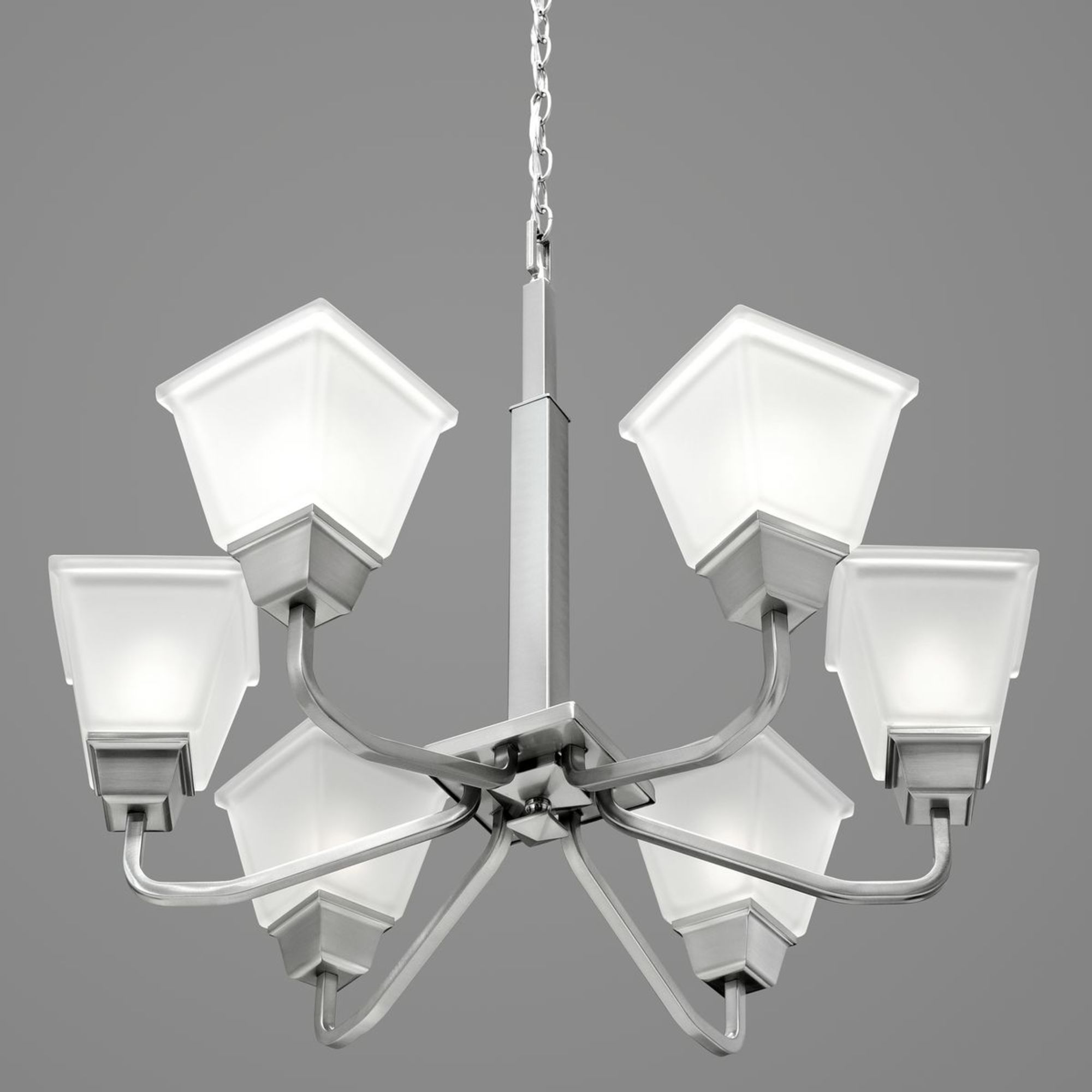 Clifton Heights Brushed Nickel 6-Light Chandelier with Etched Glass Shades