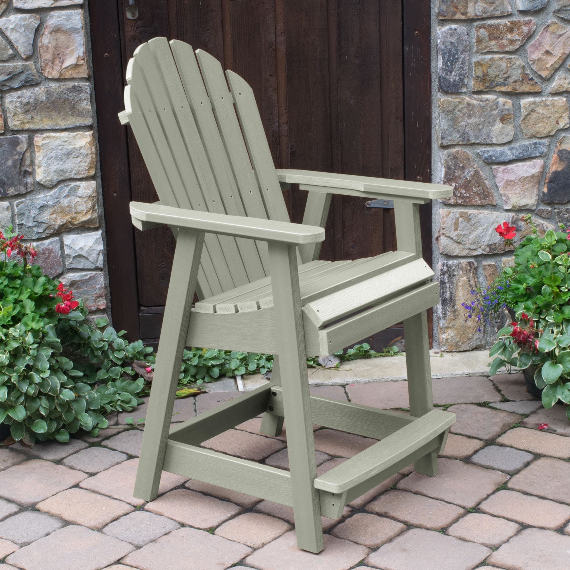 highwood AD-CHCA2-EUC Hamilton Eucalyptus Poly-lumber Frame Stationary Counter-height Chair with Slat Seat