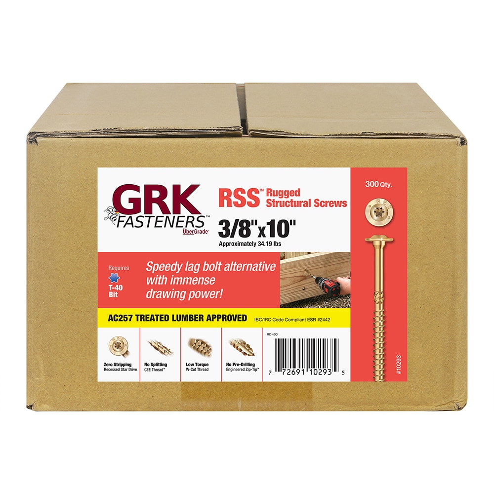 GRK Fasteners 10293 RSS 3/8-in x 10-in Polymer Exterior Wood screws ( 300 -Per Box )