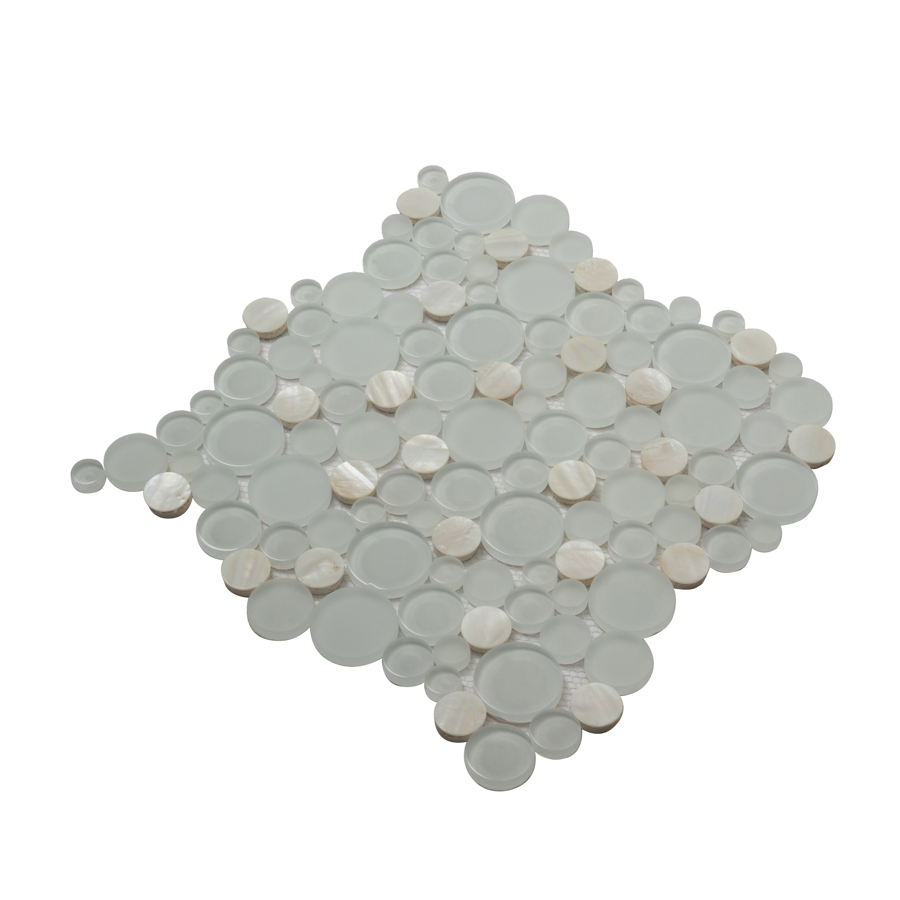 12" x 12" White Glass and Shell Mosaic Tile Sheet