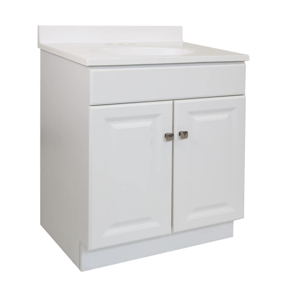 Design House 591222 Wyndham 31-in White Single sink Bathroom Vanity with White on White Cultured marble Top