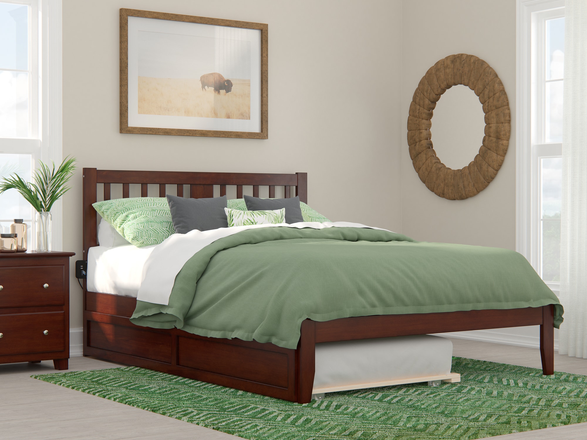 AFI Furnishings AG8911144 Tahoe Walnut Queen Wood Trundle Bed