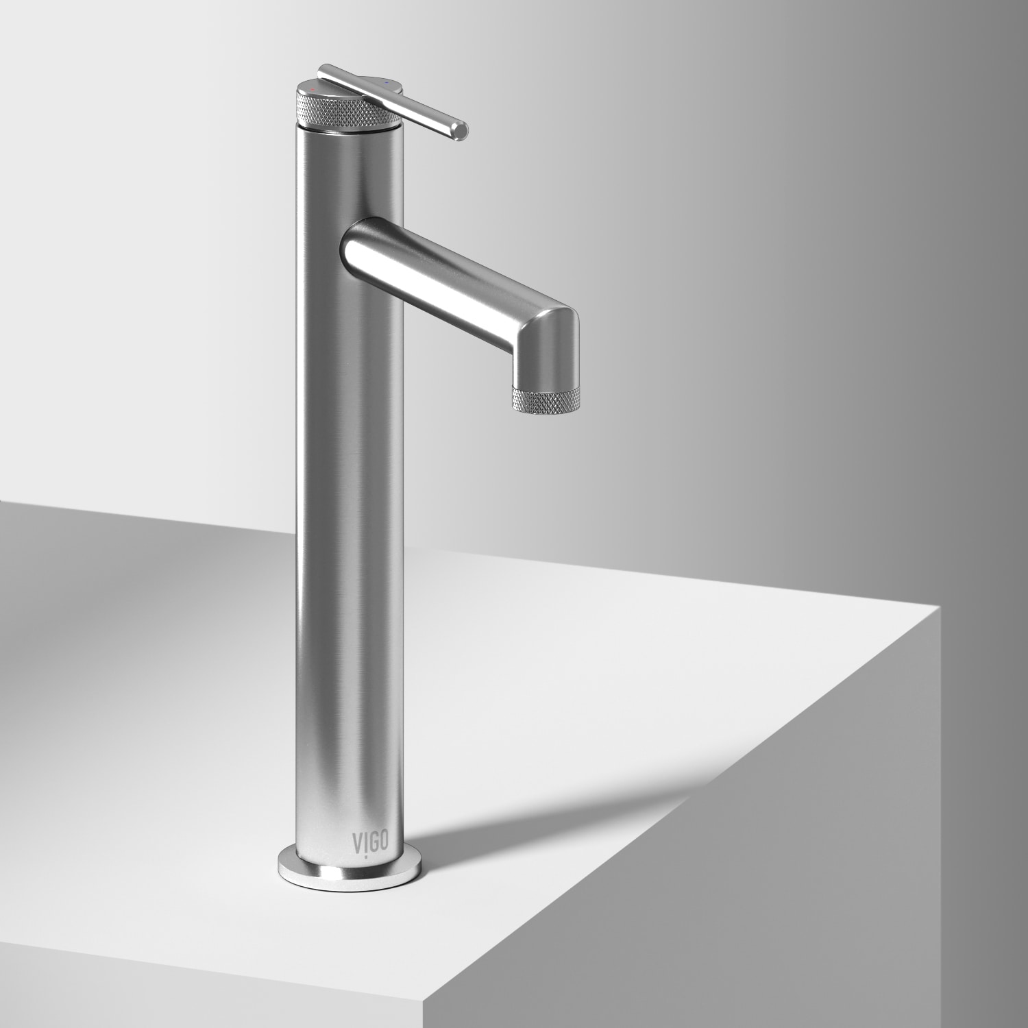 Sterling Vessel Bathroom Faucet with Diamond Knurling in Brushed Nickel