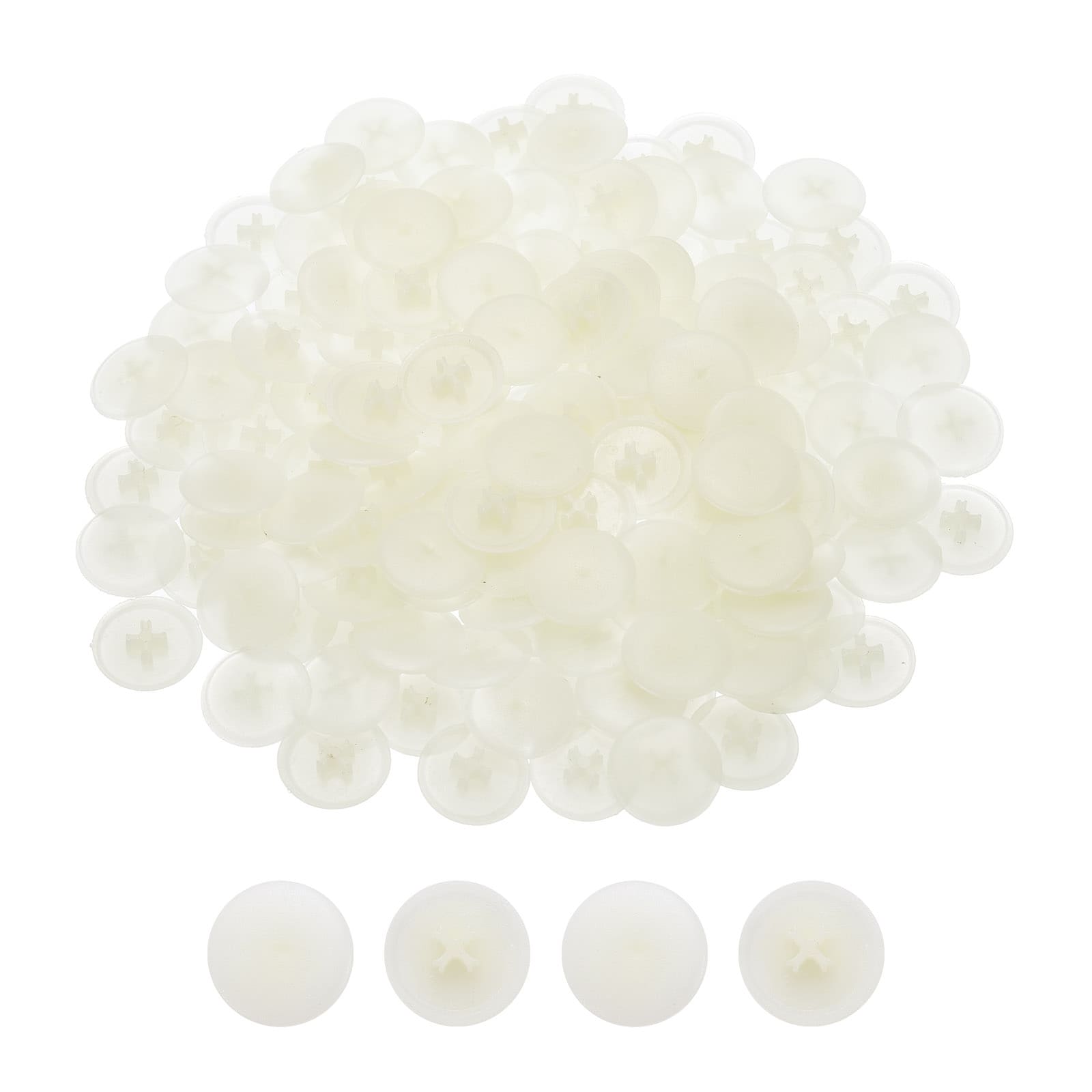 Unique Bargains 300pcs Plastic Screw Caps for Eccentric Wheels Cam Locks 17mm Diameter Decorative Cross Head Caps Round Cam Lock Fastener Cap Cam Dowel Cap Cam Lock Nuts Cap Warm-White