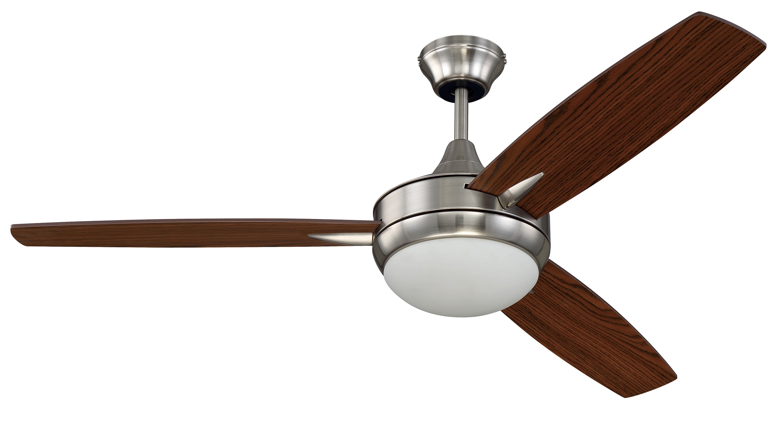 Craftmade TG52BNK3 Targas 52-in Integrated LED Downrod or Flush Mount Brushed Nickel with Walnut Blades Ceiling Fan With Light ( 3 -Blade )