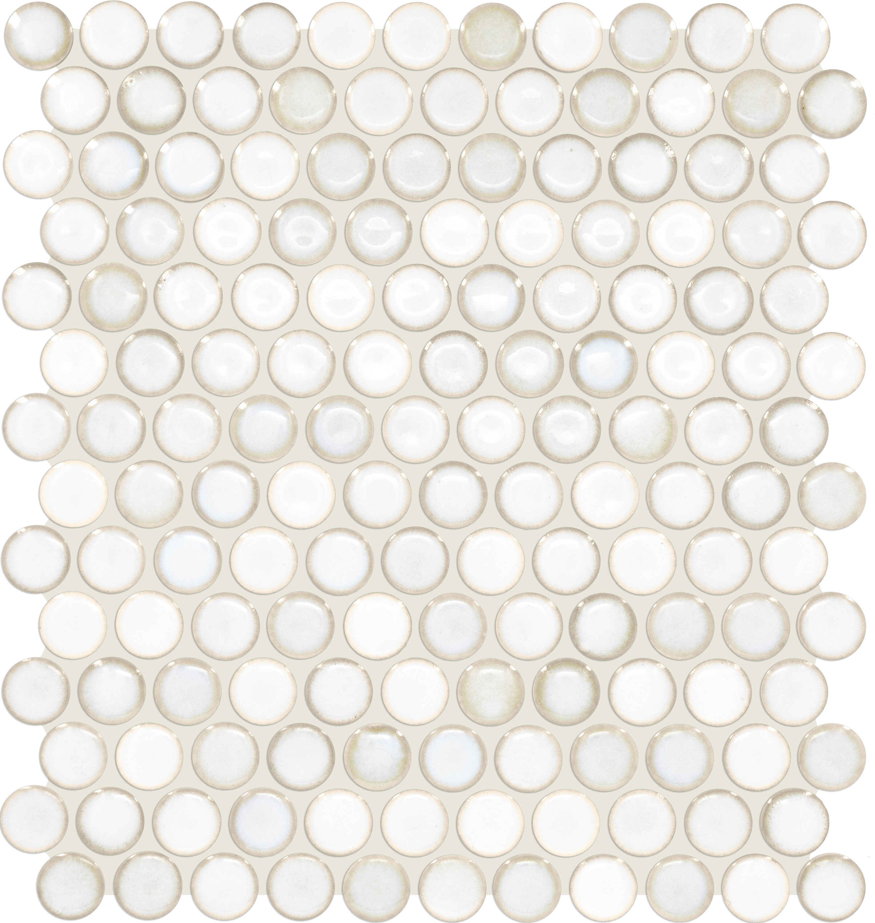 American Olean UV11PNYRDMSCCGL Union View Cream 11-in x 12-in Glossy Glass Patterned Penny Mosaic Wall Tile (0.89-sq. ft/ Piece)