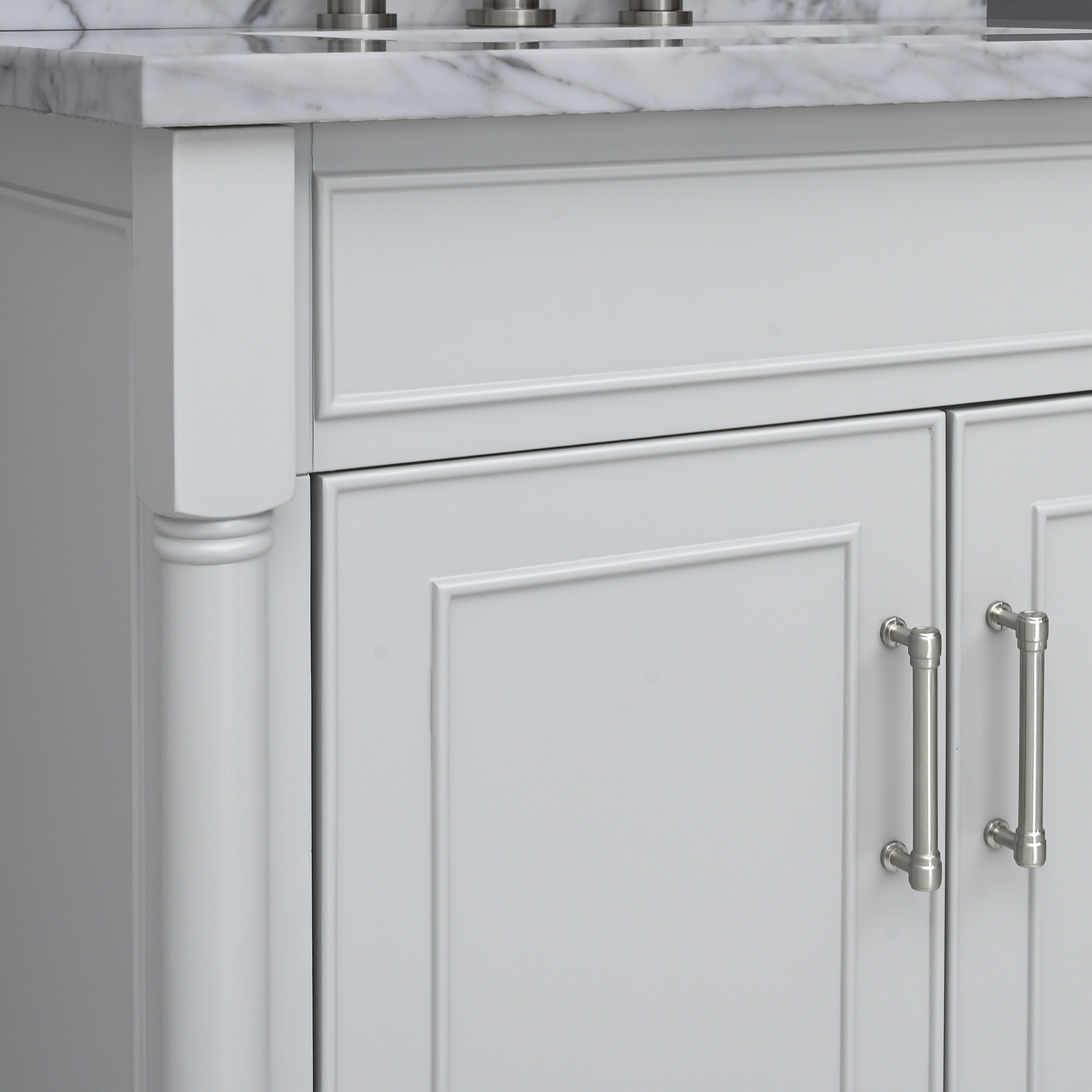 Light Gray Freestanding Single Vanity with Carrara Marble Top