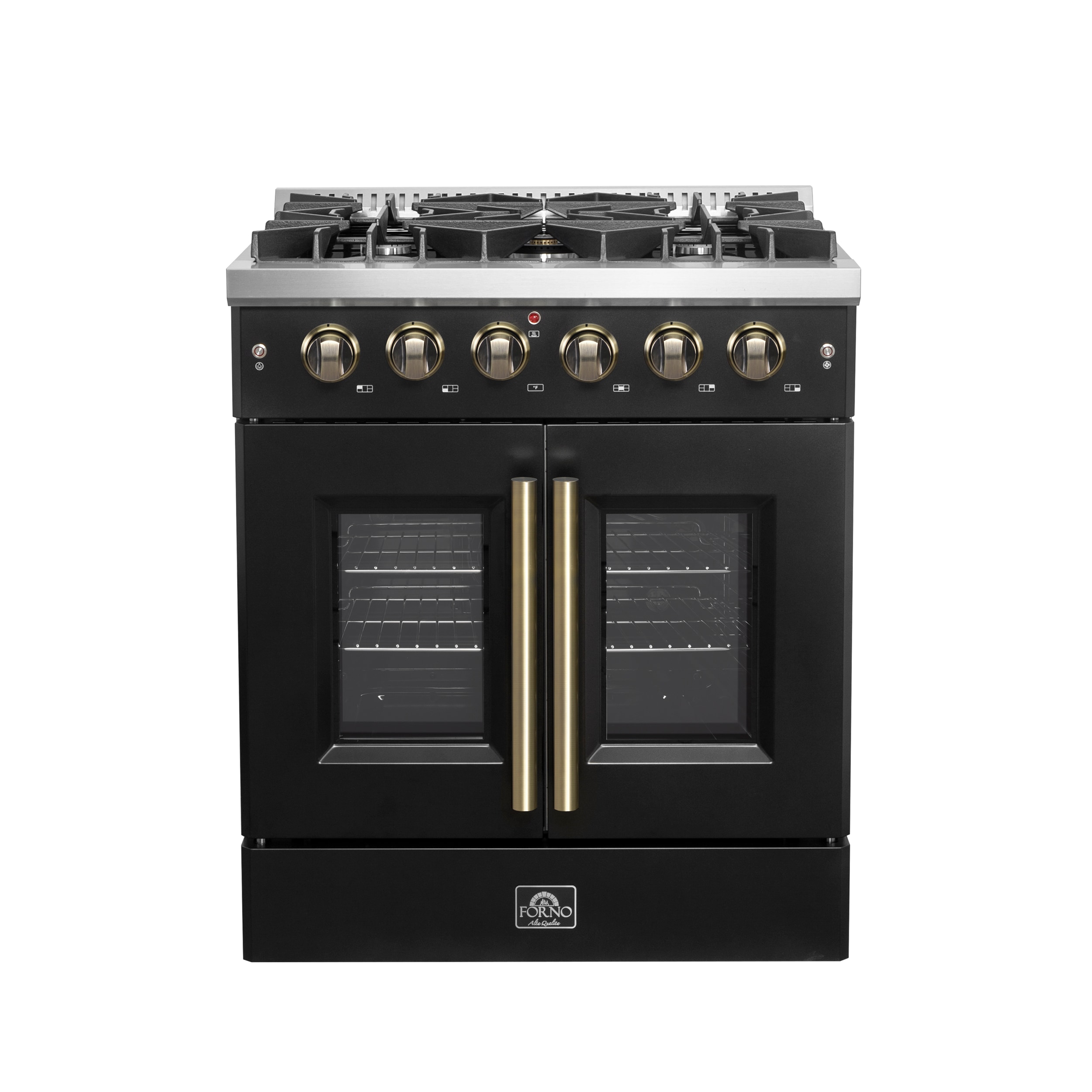 FORNO Galiano 30-in 5 burners 4.32-cu ft Convection Oven Freestanding Natural Gas Range ( Black ) #FFSGS6444-30BLK