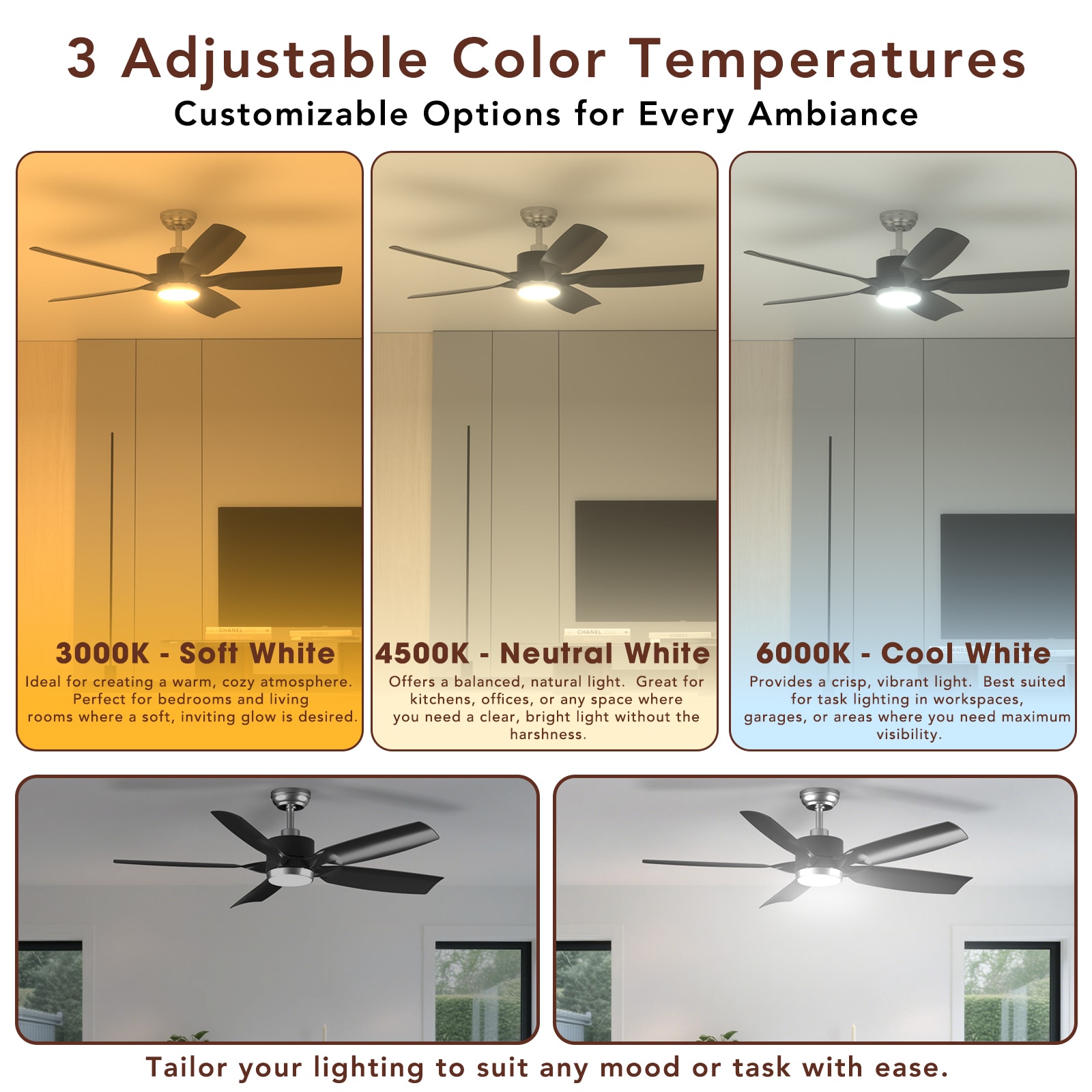 COWSAR LSCF-FL9267-BLACK Ceiling-Fans - View #4