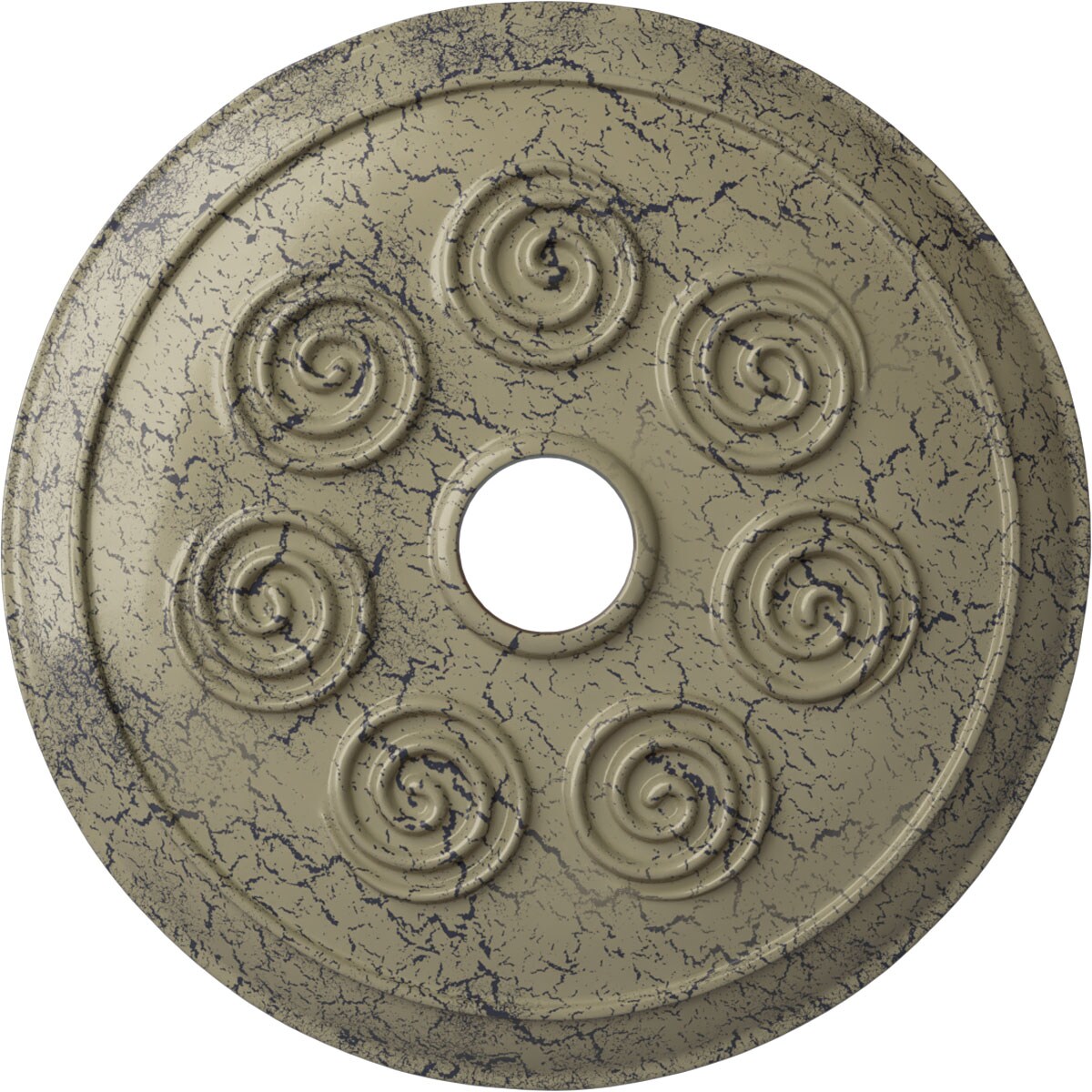 Ekena Millwork CM25SPCSC Spiral 25.25-in W x 25.25-in L Painted Castle Stone Crackle Polyurethane Whole Ceiling Medallion
