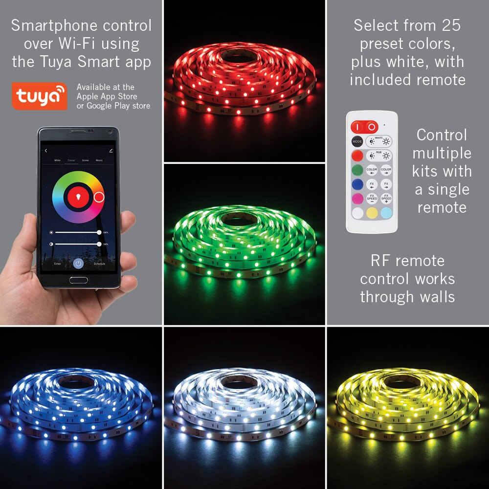 16ft Multicolor Smart LED Strip Light Kit with Remote