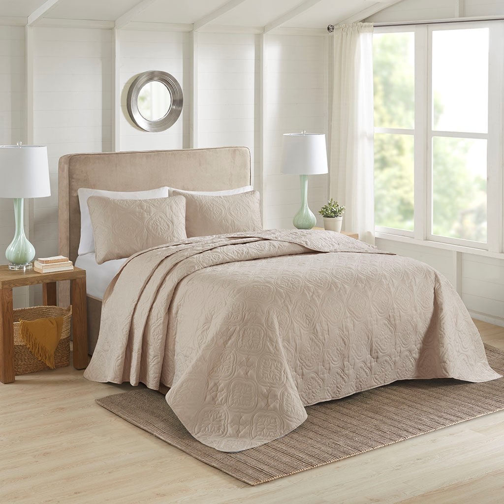 Tinyhomie 3 Piece Reversible Bedspread Set Khaki Full/Queen